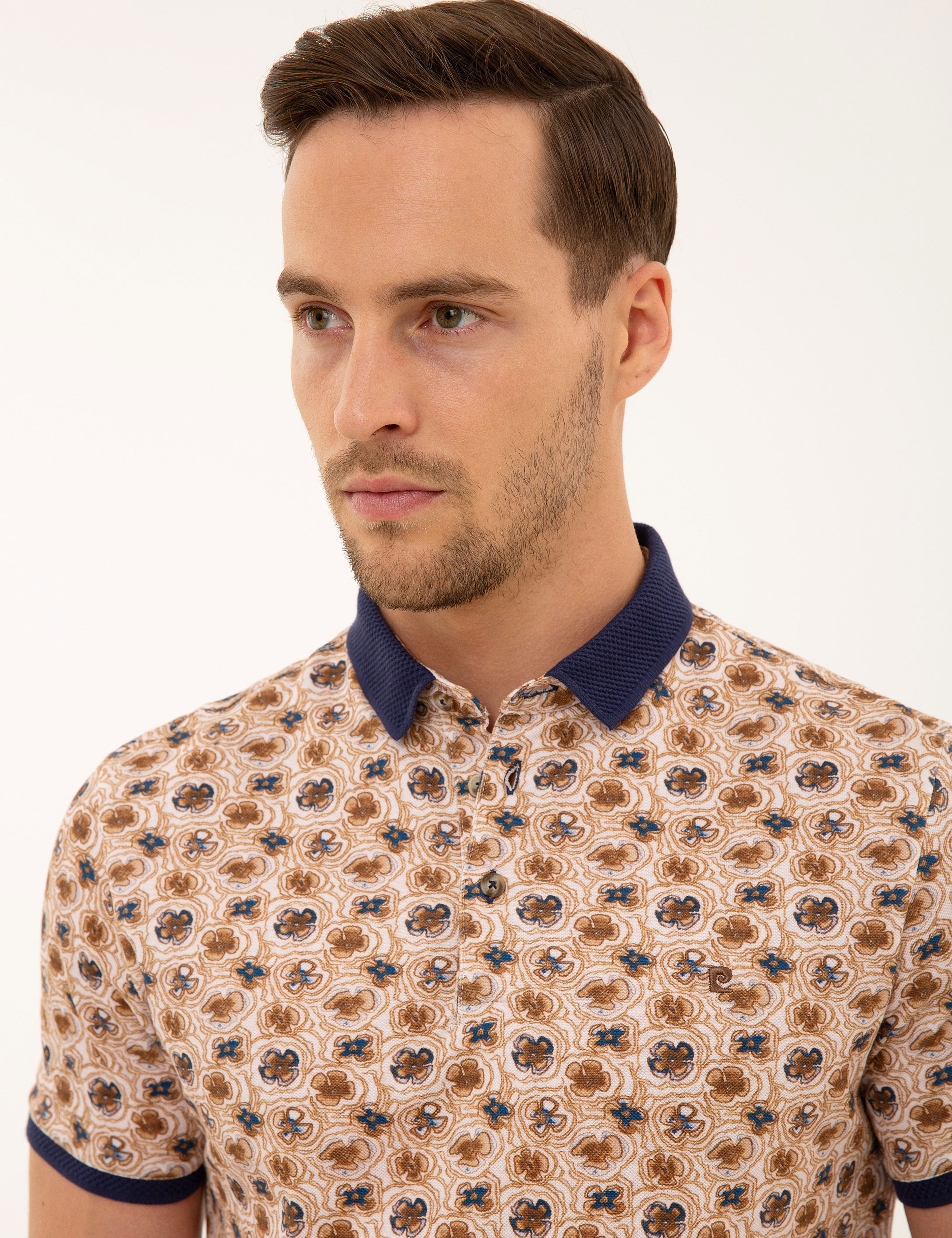 Kahverengi Slim Fit %100 Pamuk Düğmeli Polo Yaka Tişört - Image 2