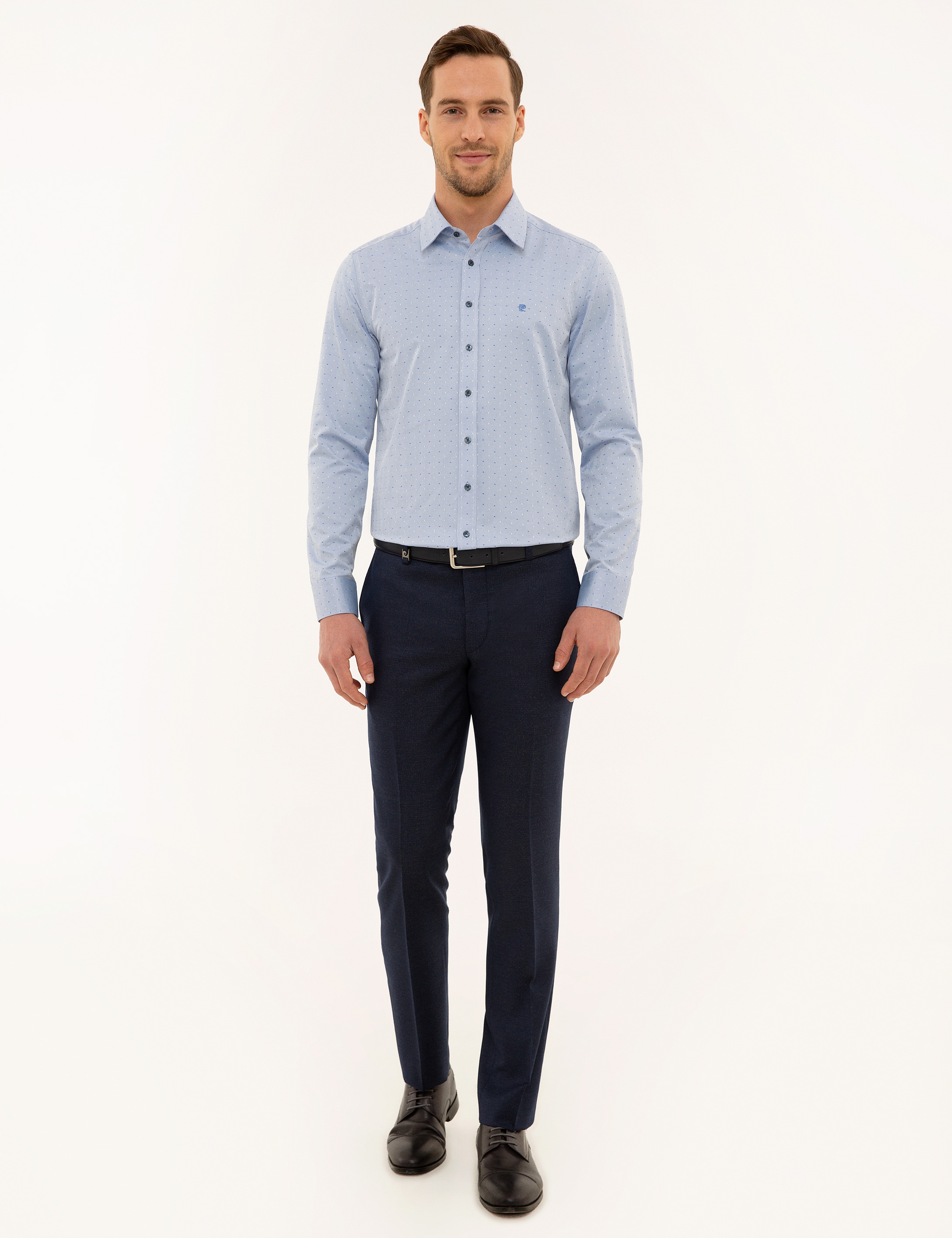 Mavi Slim Fit Armürlü Gömlek - Image 4