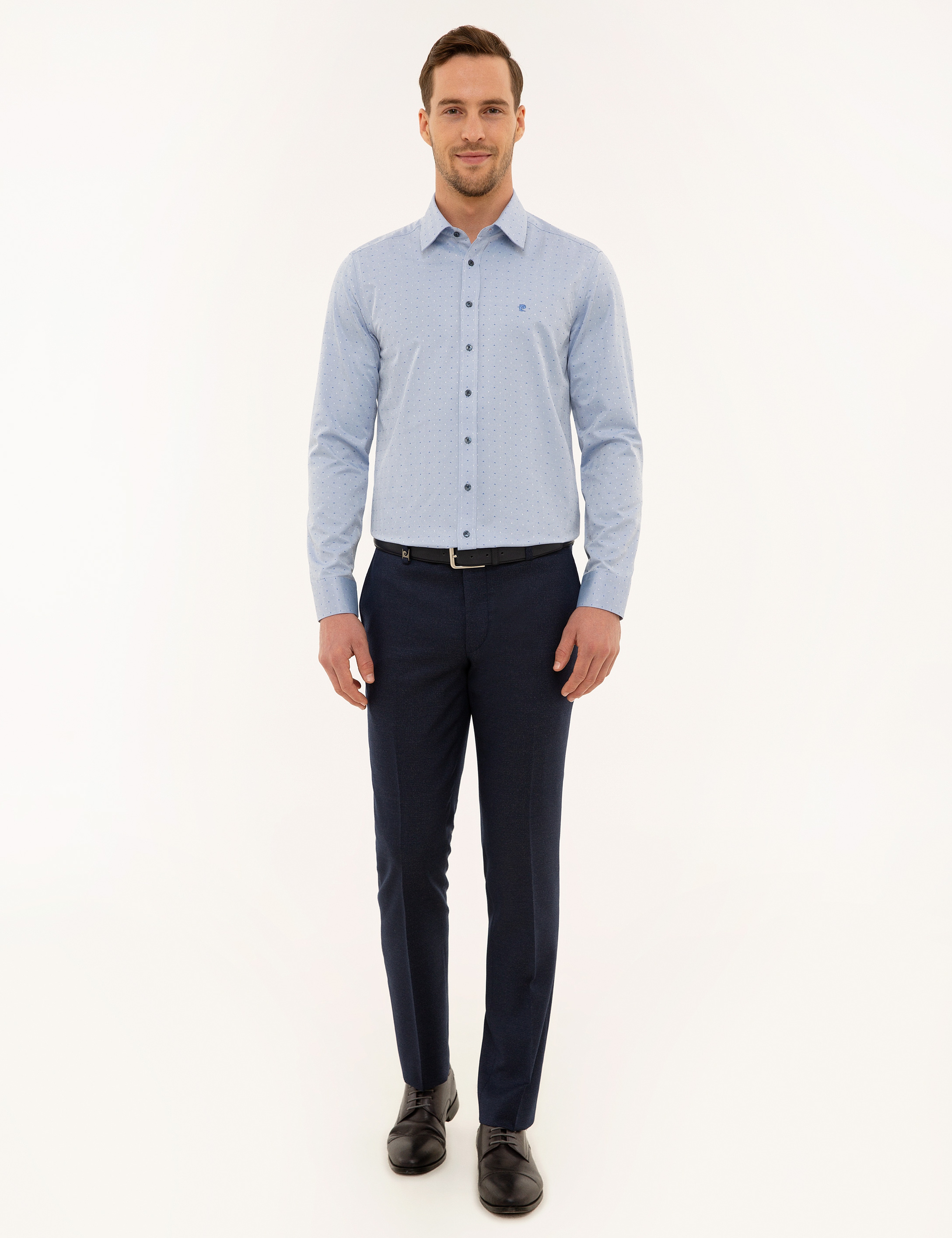 Mavi Slim Fit Armürlü Gömlek