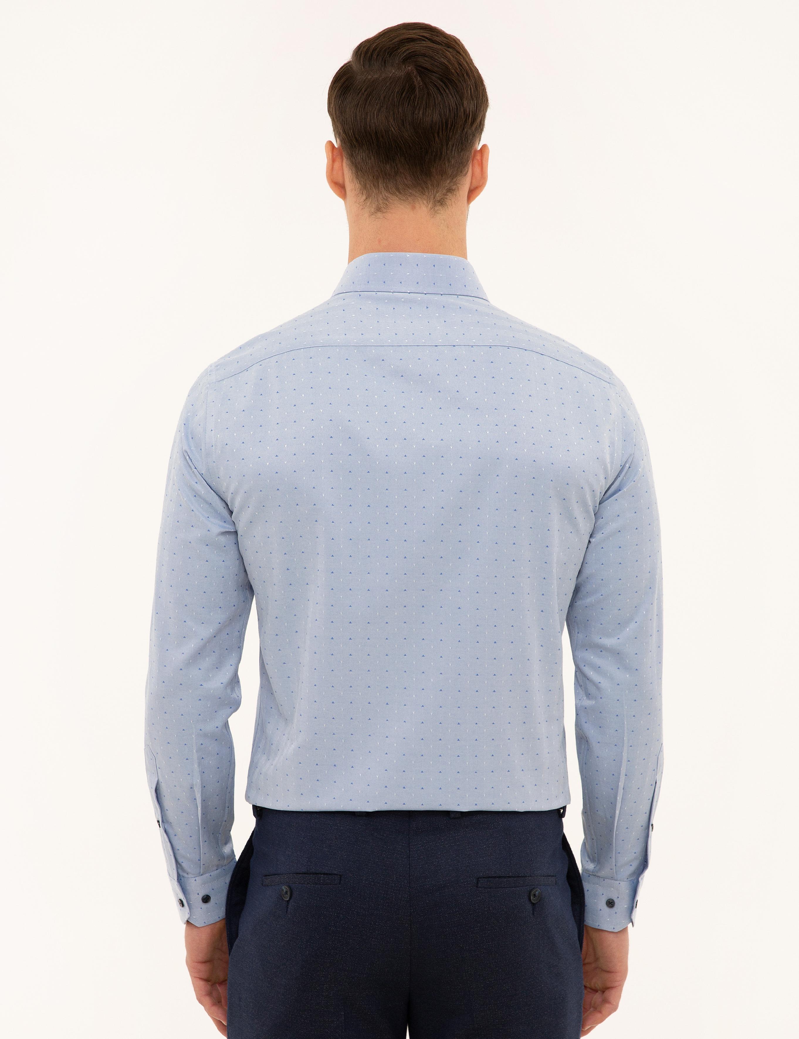 Mavi Slim Fit Armürlü Gömlek