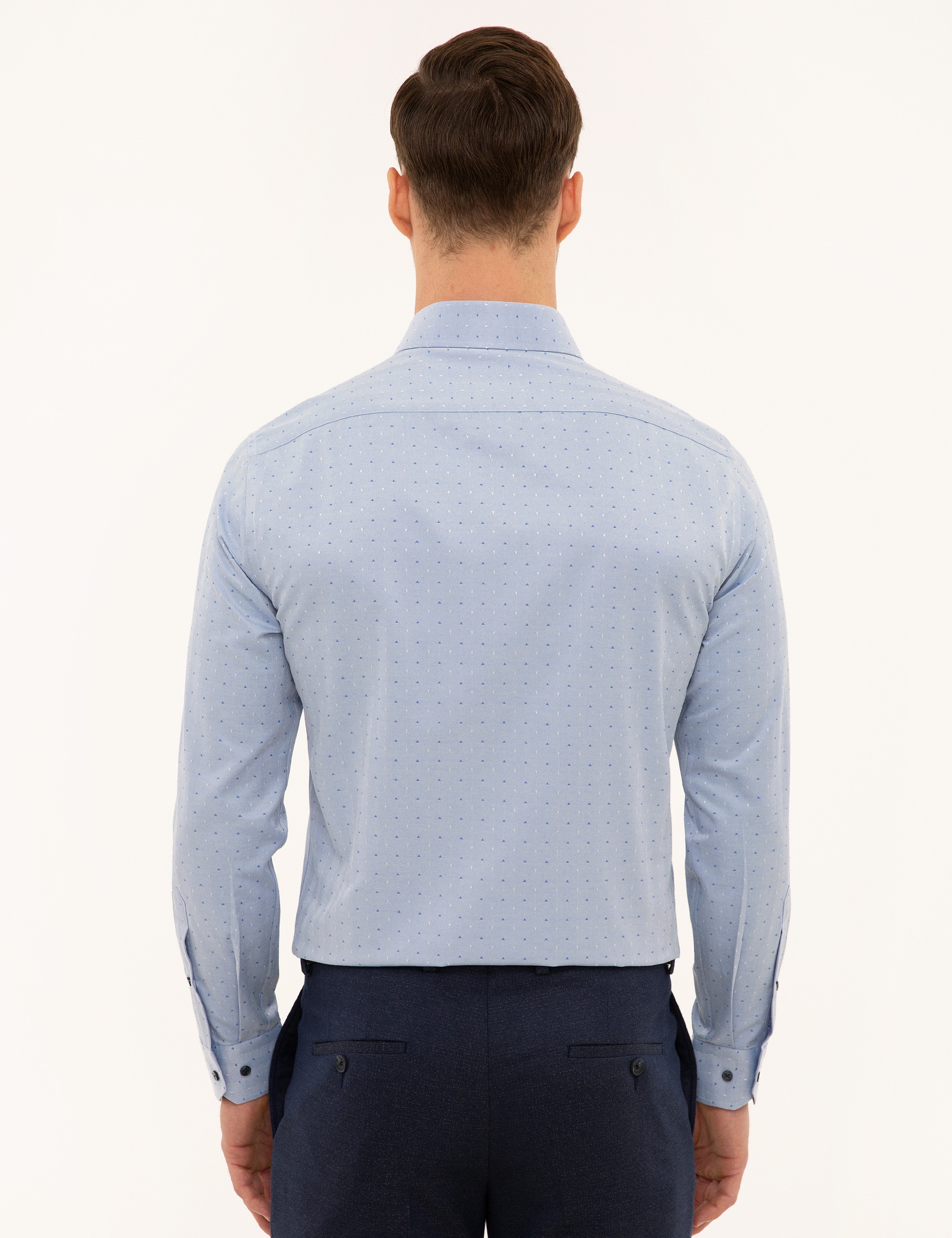 Mavi Slim Fit Armürlü Gömlek - Image 2