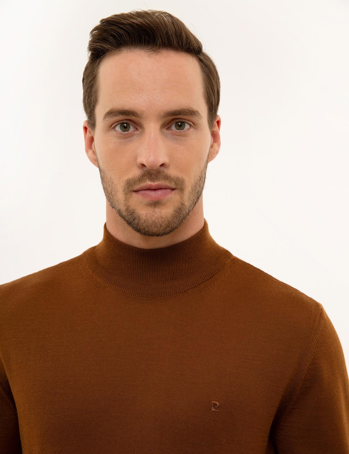 Taba Slim Fit Yarım Balıkçı Basic Triko Kazak - 50228245093