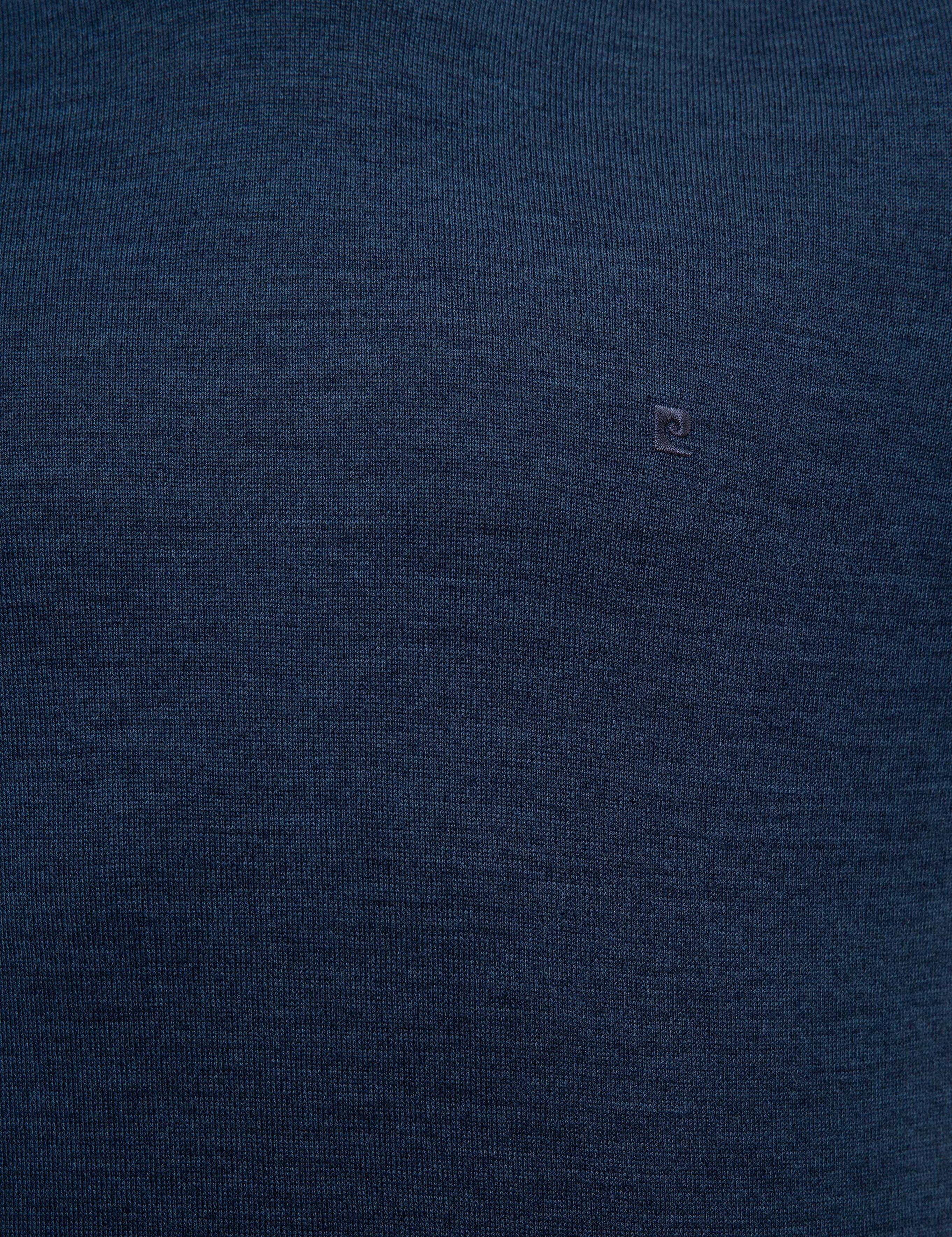 İndigo Mavi Slim Fit Yarım Balıkçı Yaka Basic Triko Kazak