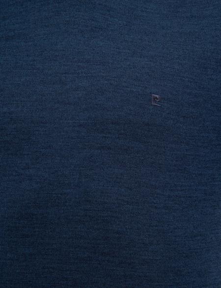 İndigo Mavi Slim Fit Yarım Balıkçı Yaka Basic Triko Kazak - 50228245039