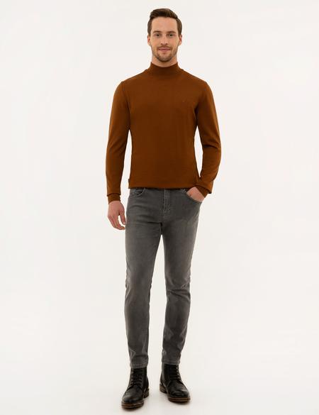 Taba Slim Fit Yarım Balıkçı Basic Triko Kazak - 50228245093