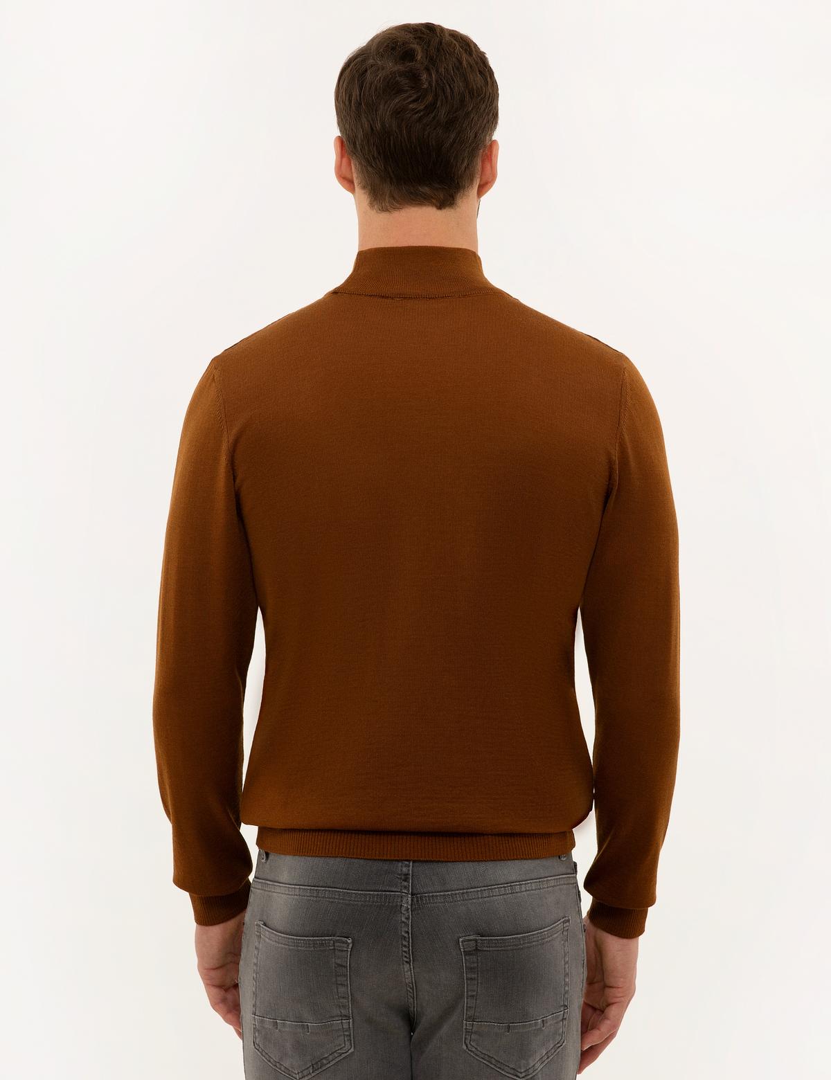 Taba Slim Fit Yarım Balıkçı Basic Triko Kazak - 50228245093