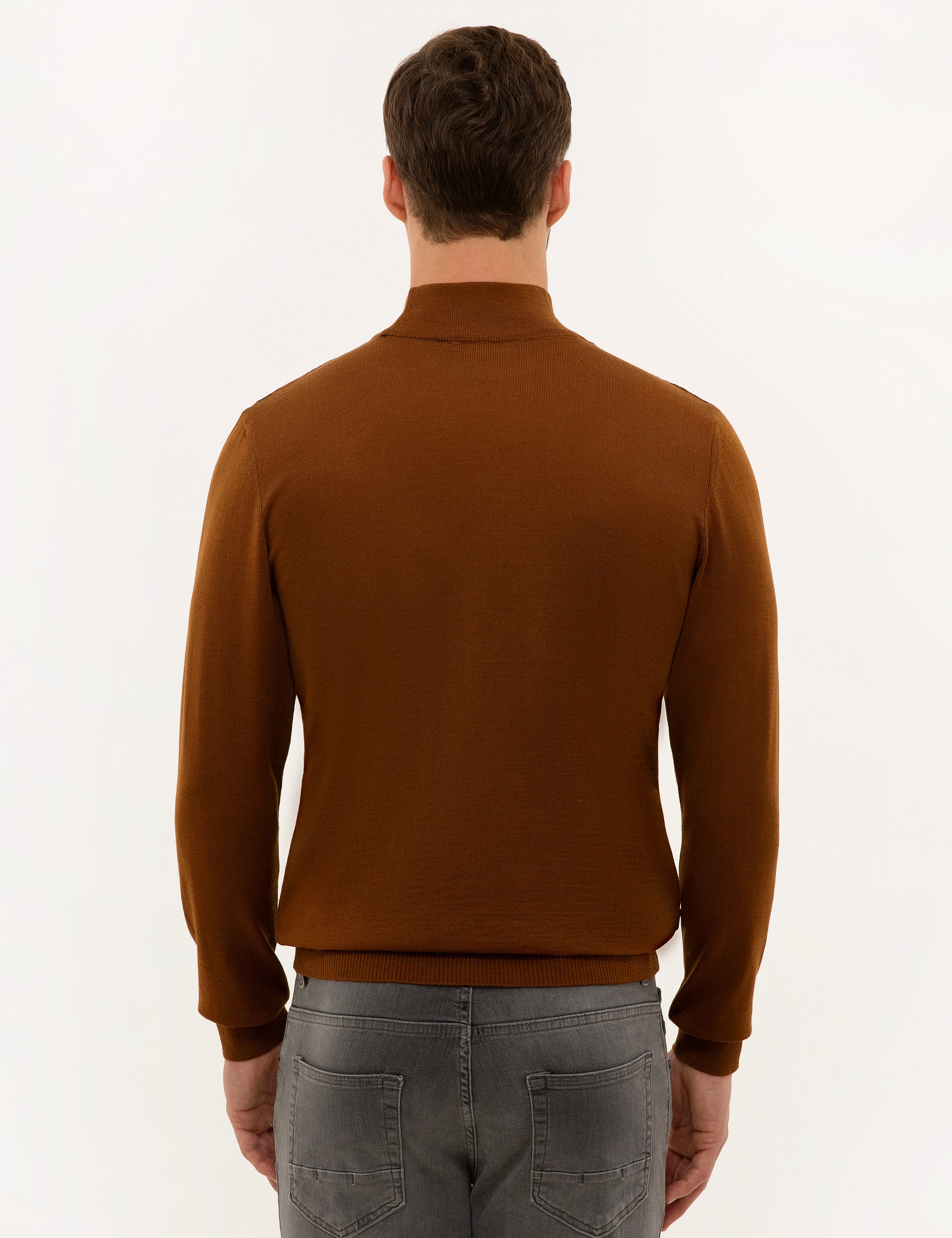 Taba Slim Fit Yarım Balıkçı Basic Triko Kazak - Image 4