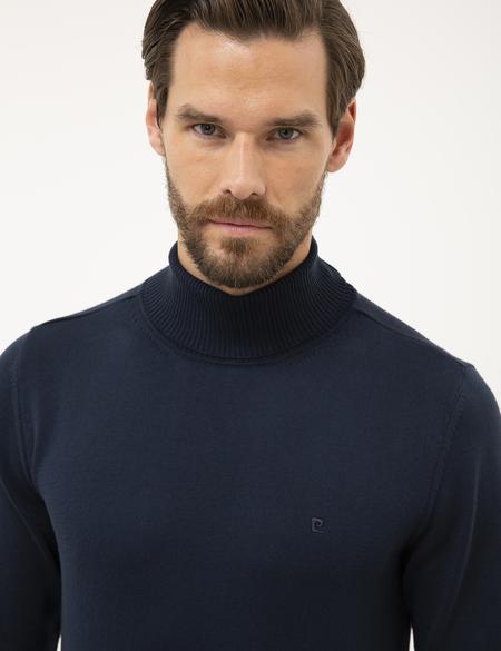 Lacivert Slim Fit Tam Balıkçı Yaka Basic Triko Kazak - 50230785006