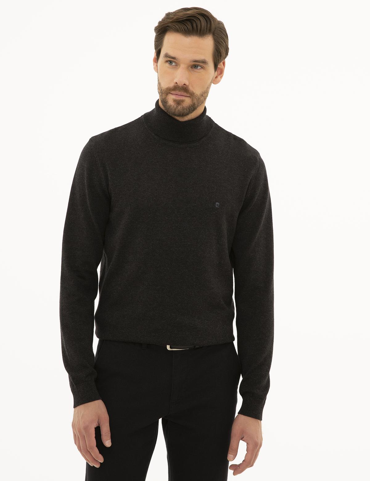 Antrasit Melanj Slim Fit Kazak - 50207572001