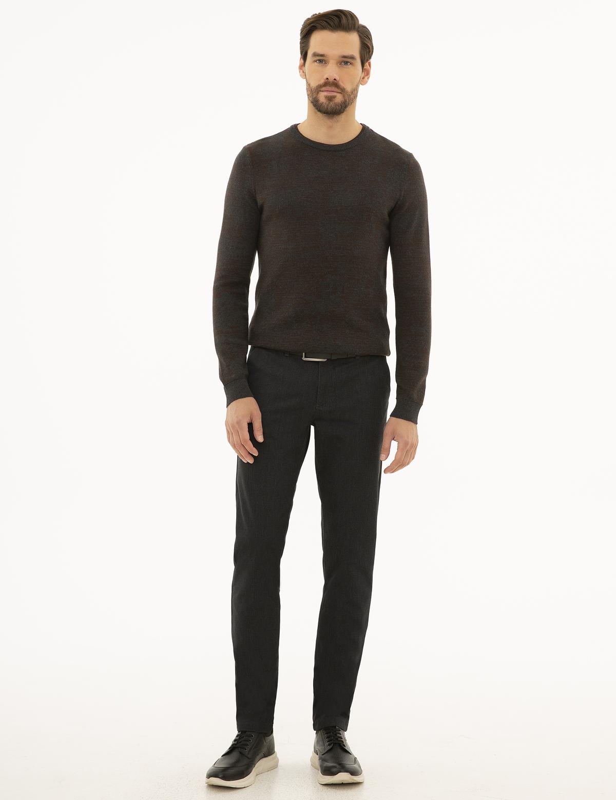 Antrasit Melanj Slim Fit Kazak - 50227841033