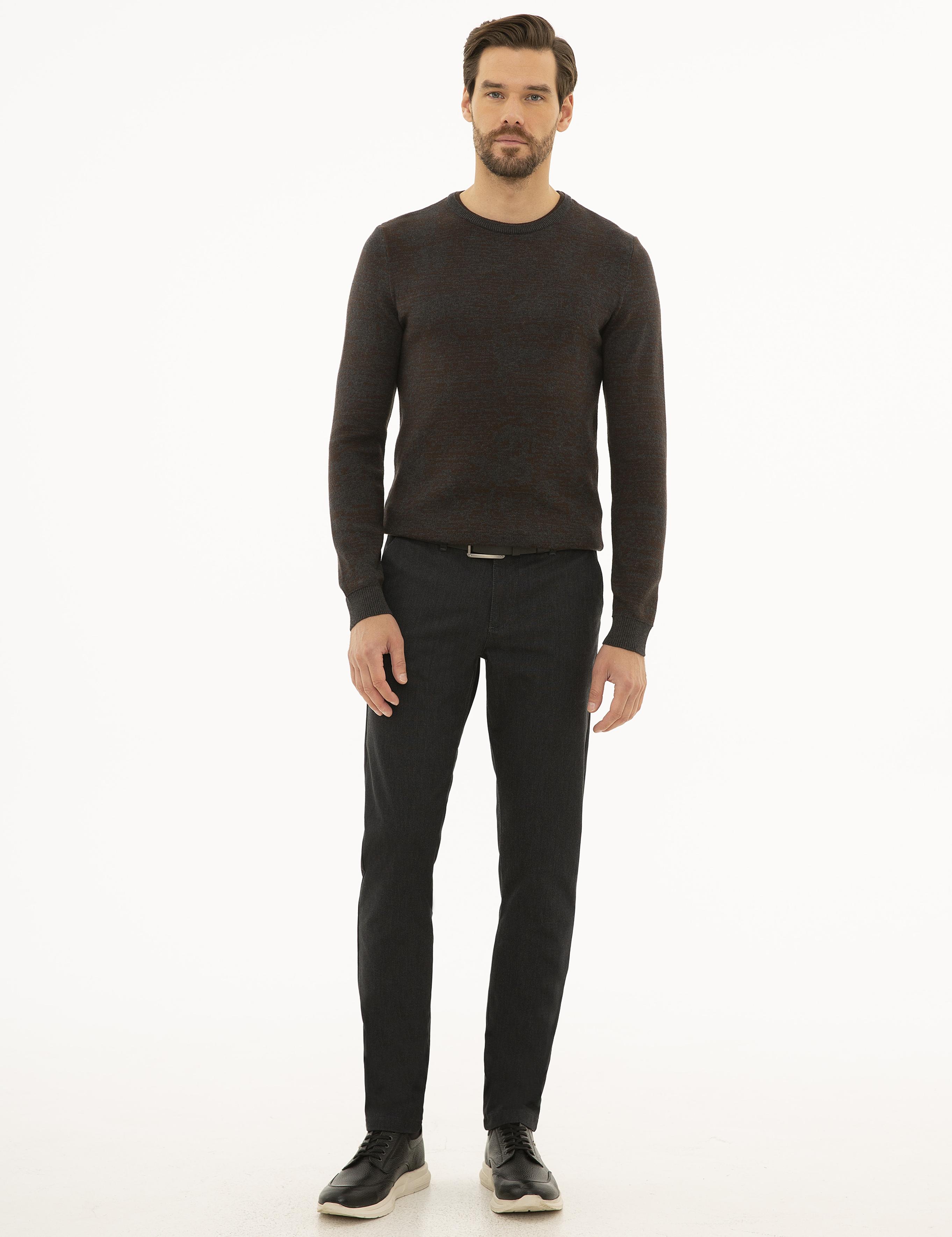 Antrasit Melanj Slim Fit Kazak