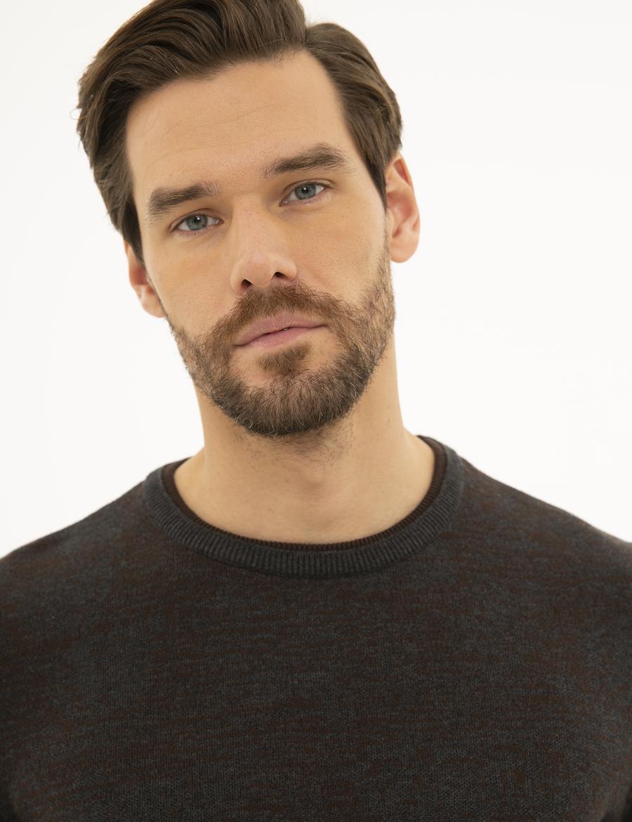 Antrasit Melanj Slim Fit Kazak