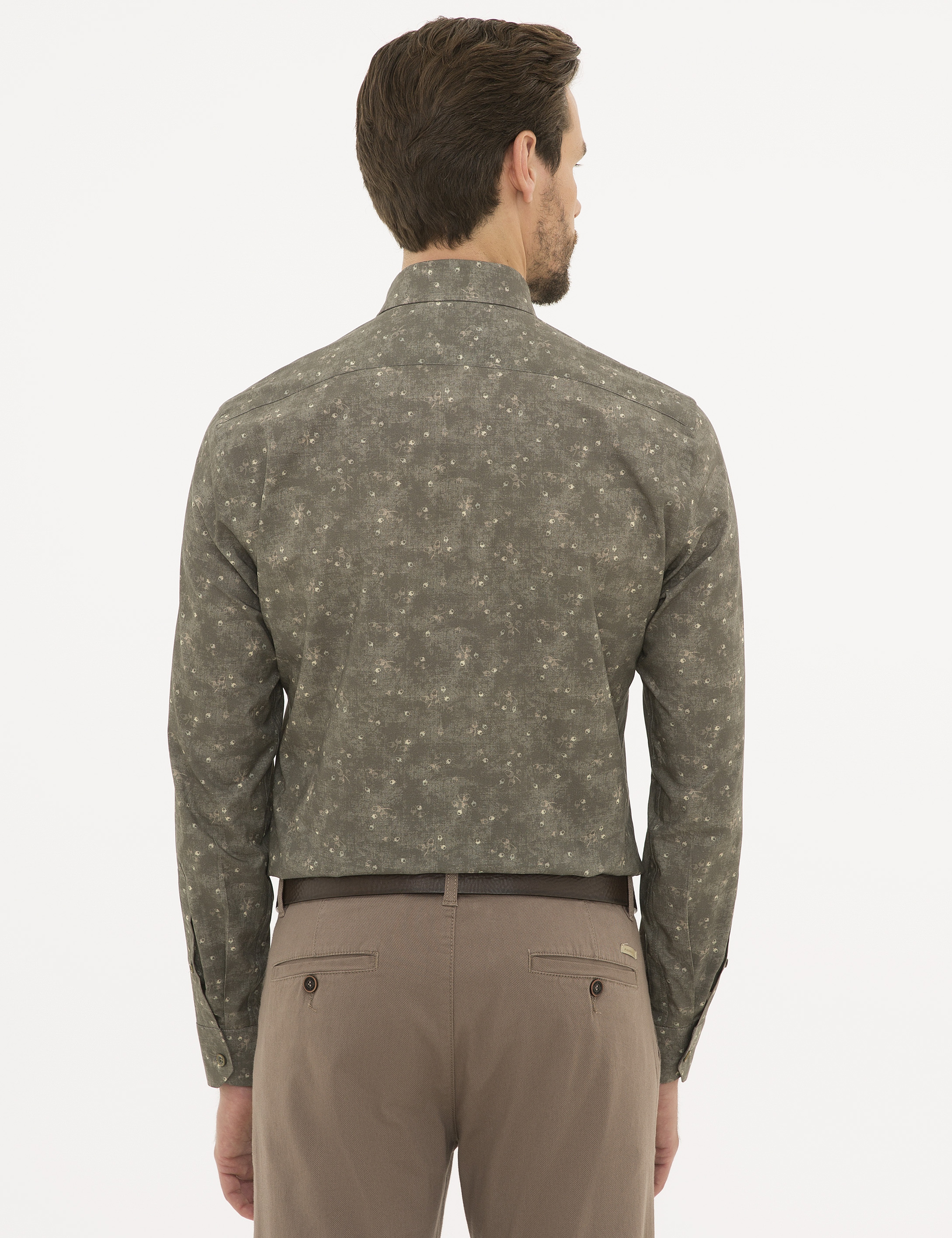 Haki Slim Fit Gömlek - Image 3