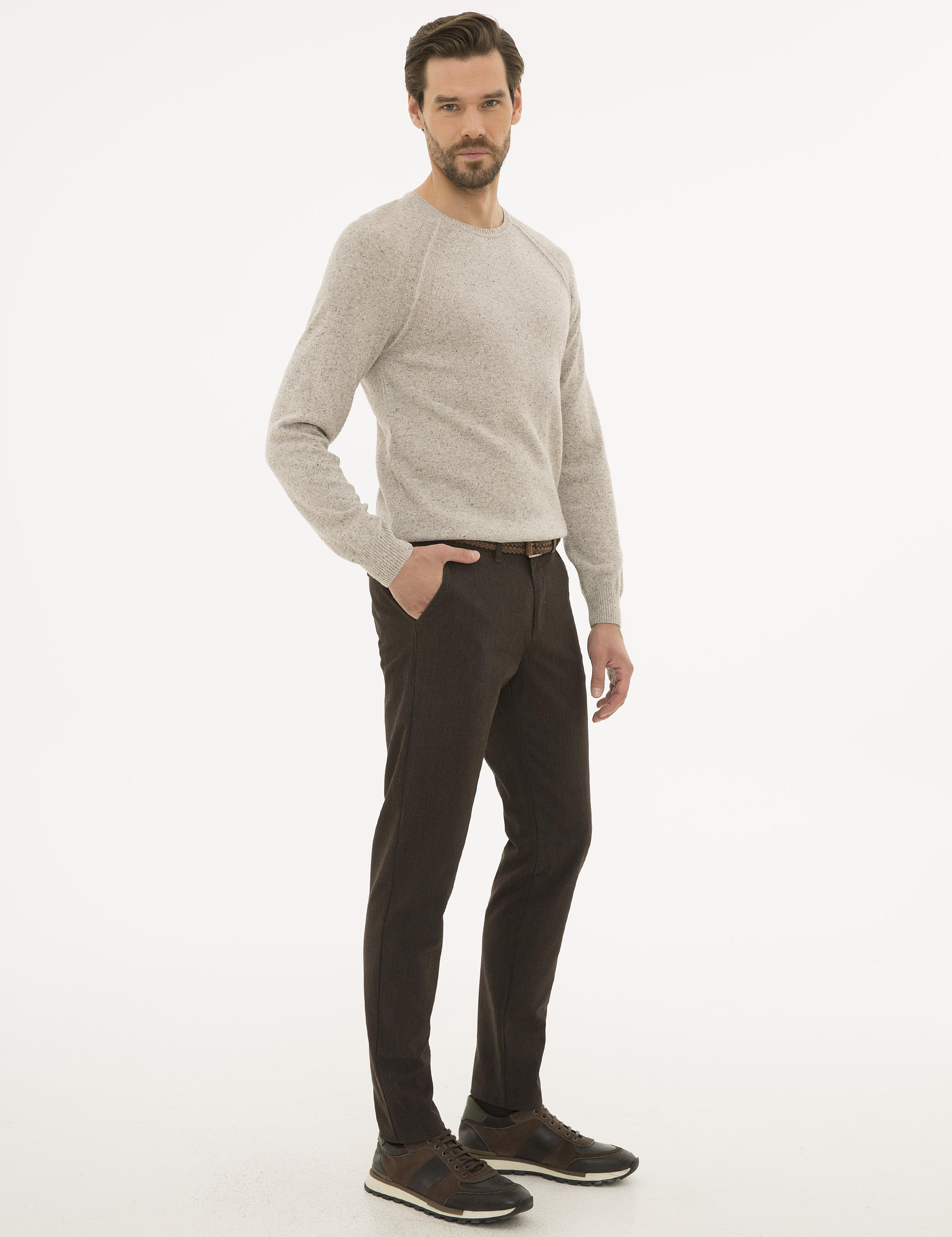 Koyu Kahverengi Slim Fit Kanvas Pantolon