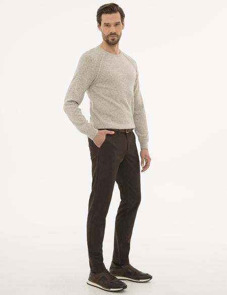 Koyu Kahverengi Slim Fit Kanvas Pantolon - 50230174065