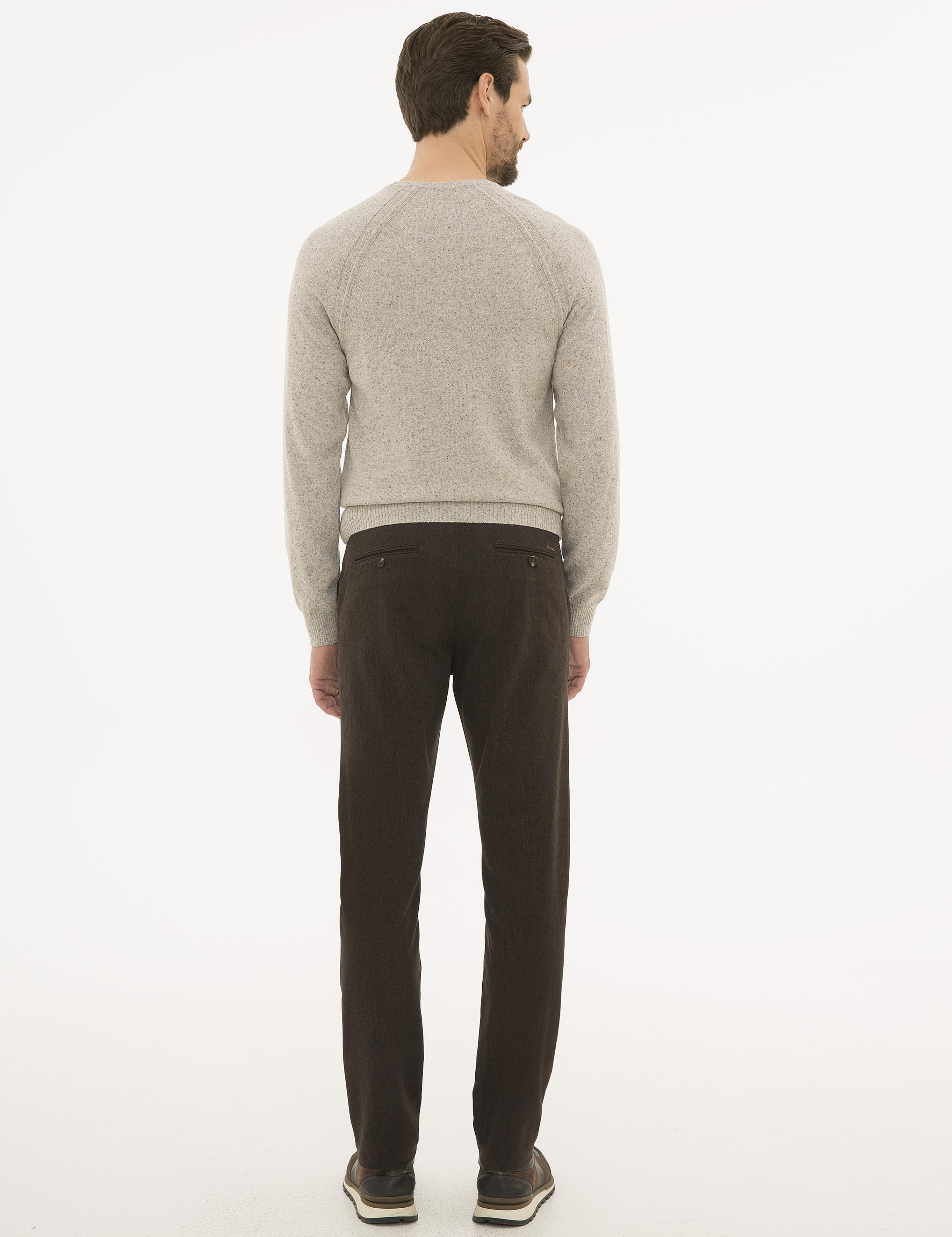 Koyu Kahverengi Slim Fit Kanvas Pantolon