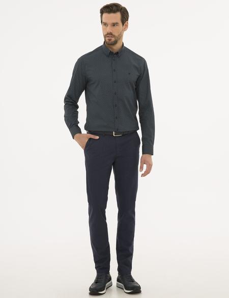Lacivert Slim Fit Kanvas Pantolon - 50230174008