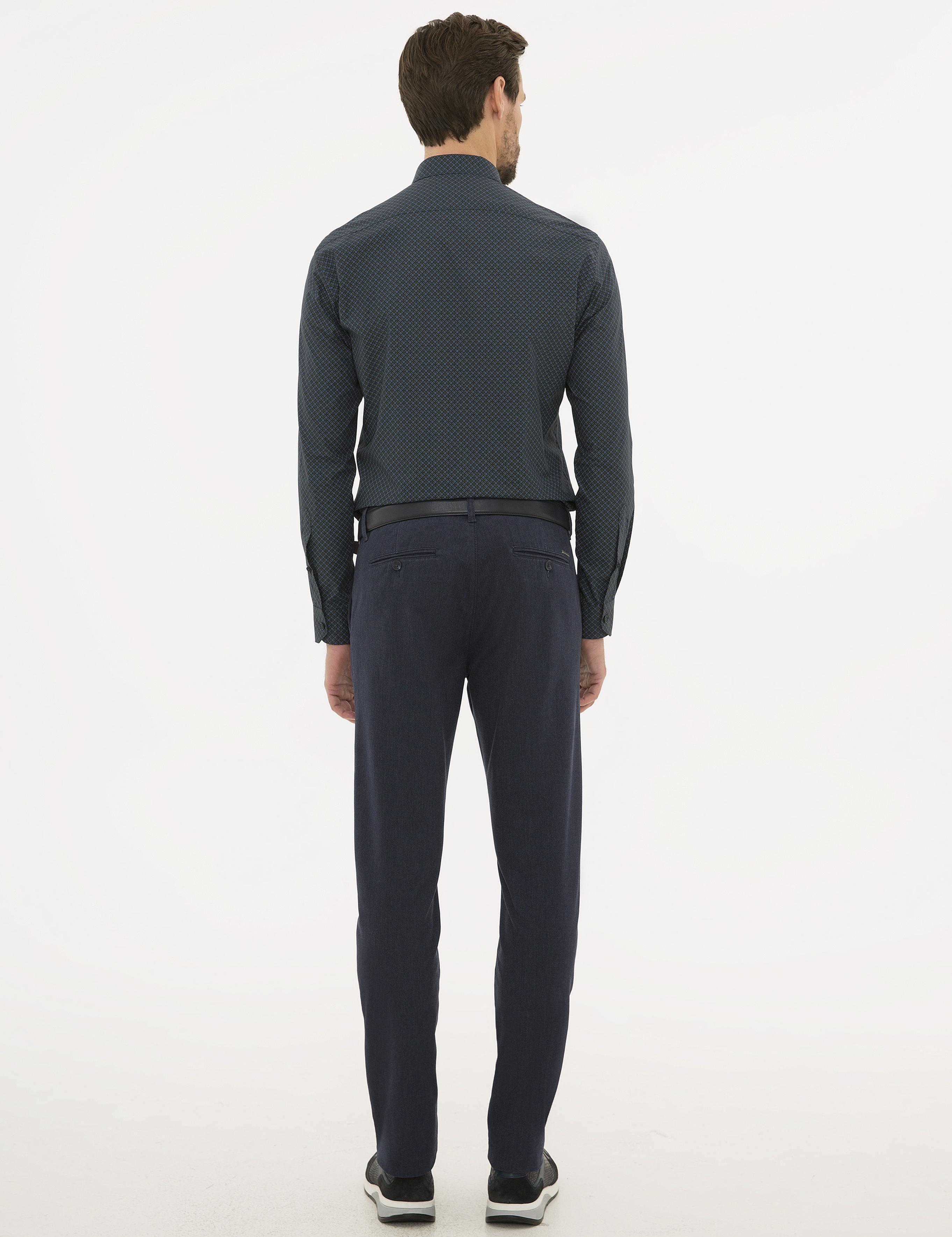 Lacivert Slim Fit Kanvas Pantolon