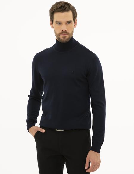 Lacivert Slim Fit Basic Kazak - 50227093016