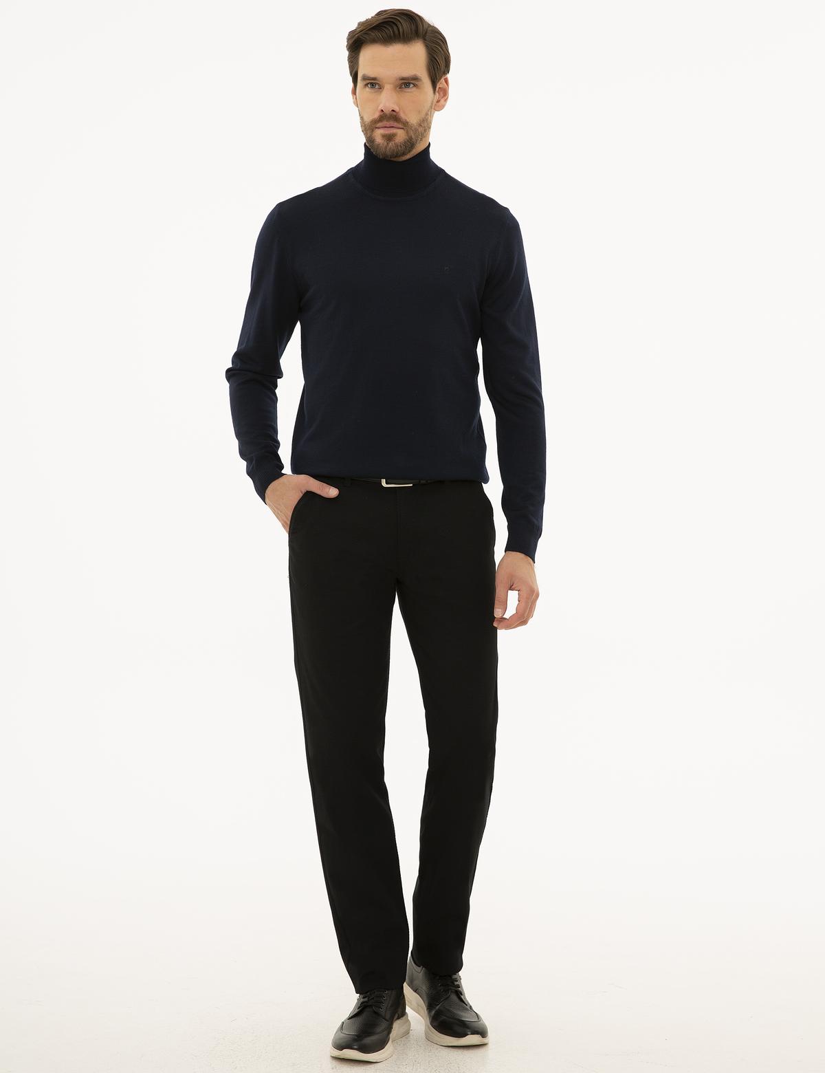 Lacivert Slim Fit Basic Kazak - 50227093016