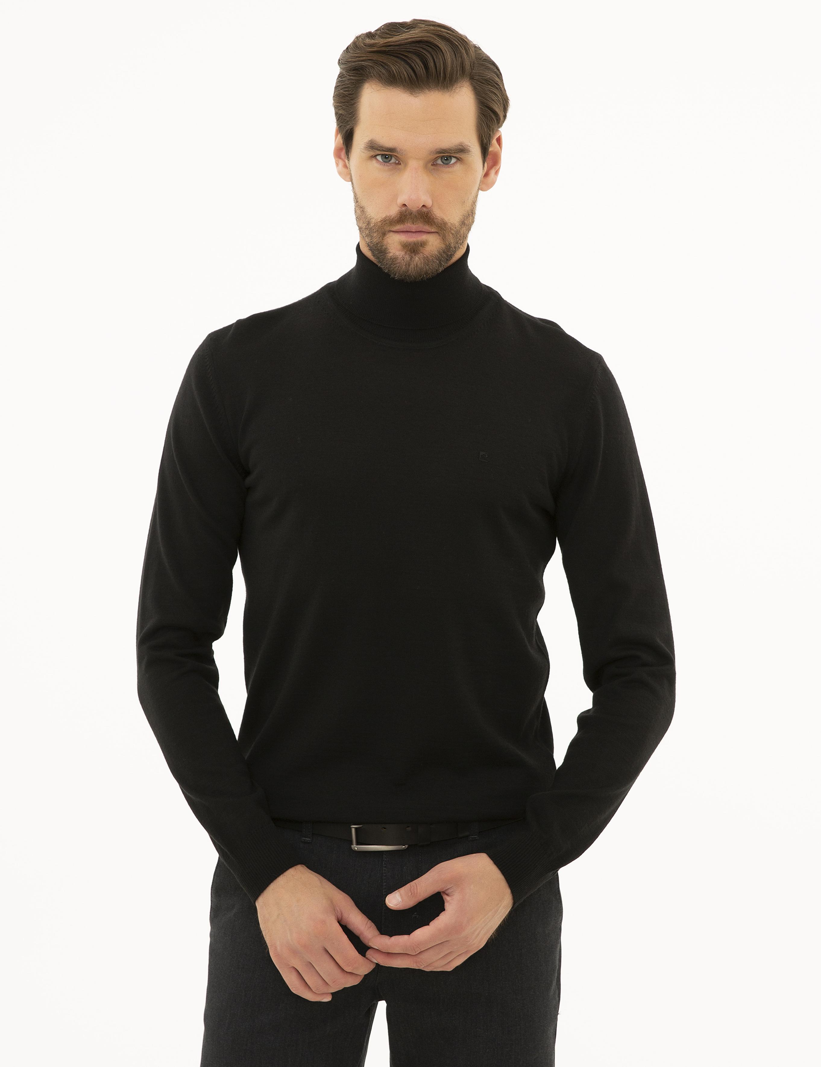 Siyah Slim Fit Basic Kazak