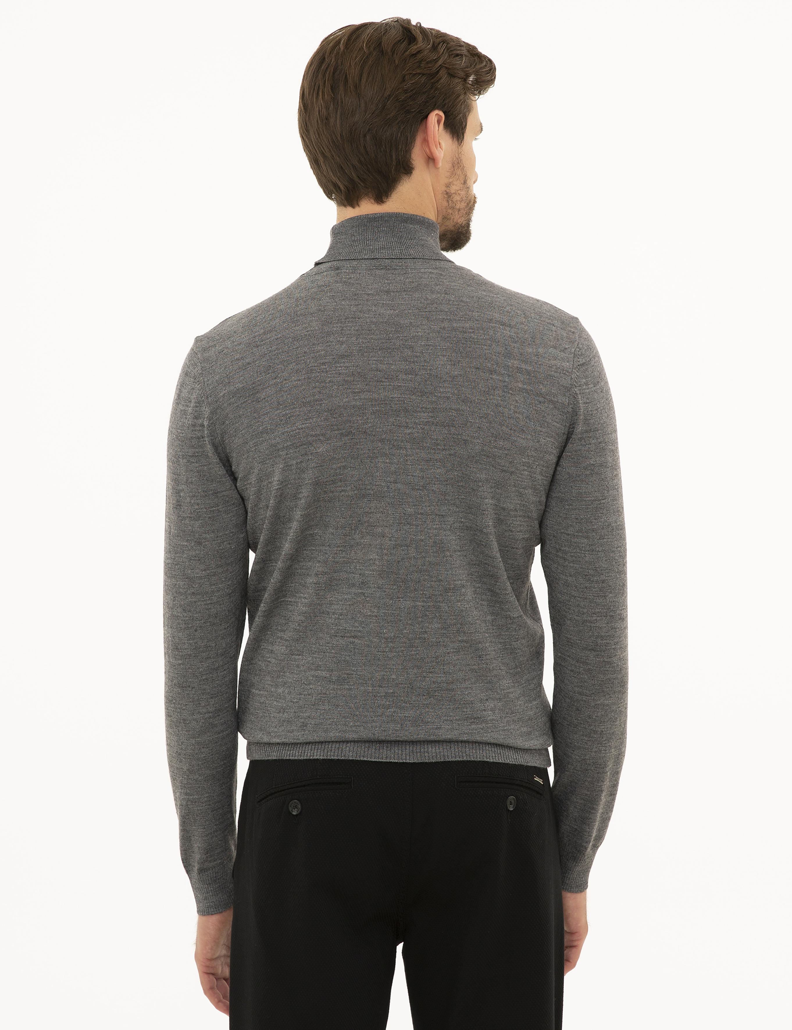 Gri Melanj Slim Fit Basic Kazak