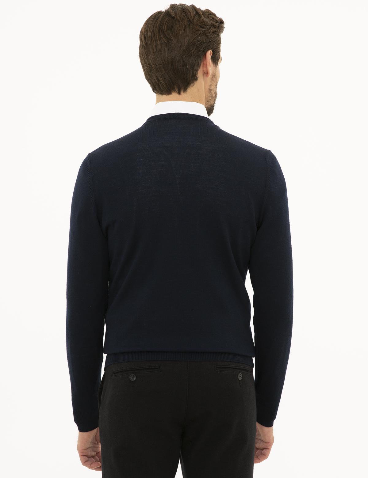 Lacivert Slim Fit Basic Kazak - 50227092013