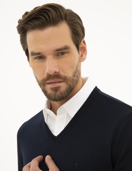 Lacivert Slim Fit Basic Kazak - 50227092013