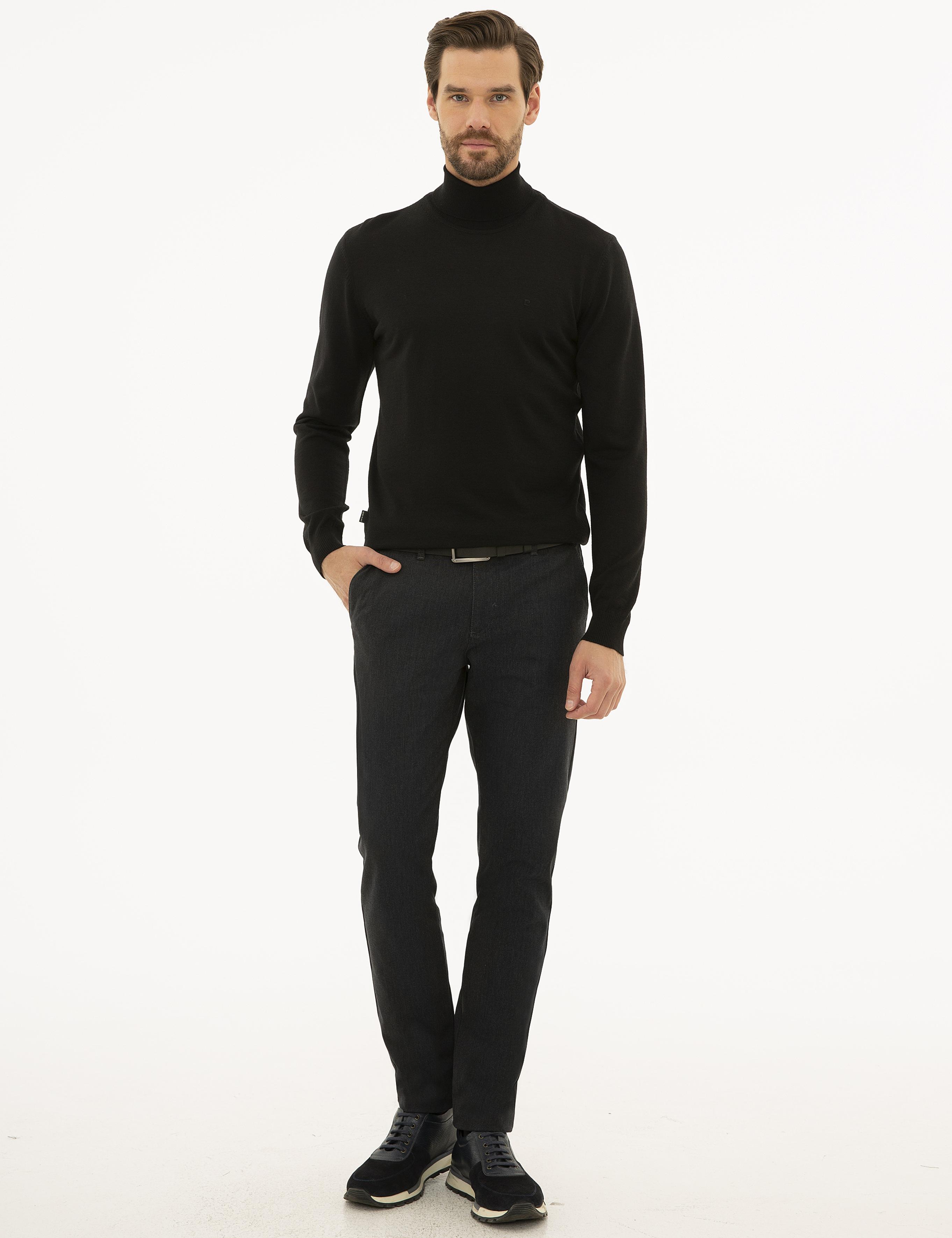 Siyah Slim Fit Basic Kazak