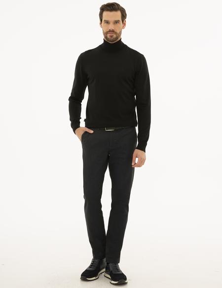 Siyah Slim Fit Basic Kazak - 50227093006