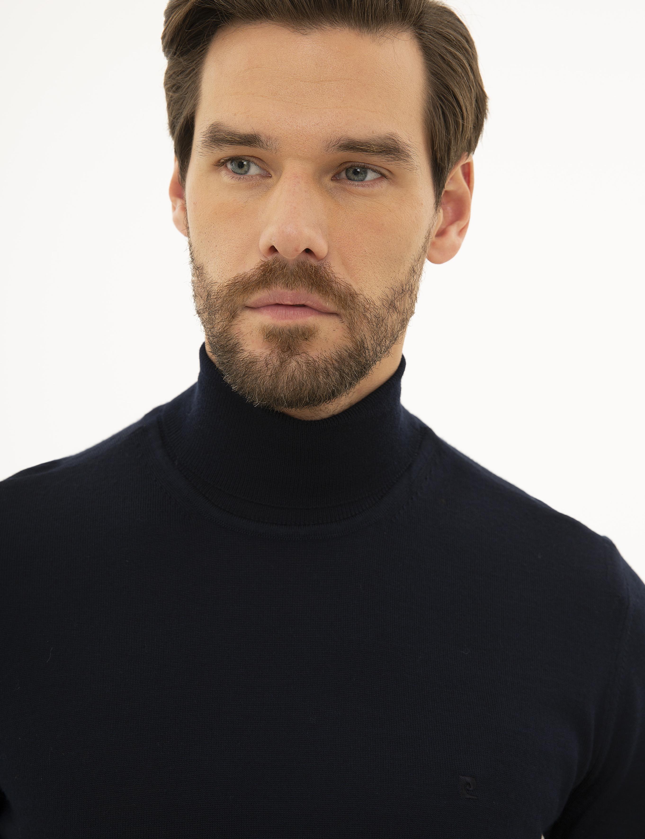 Lacivert Slim Fit Basic Kazak