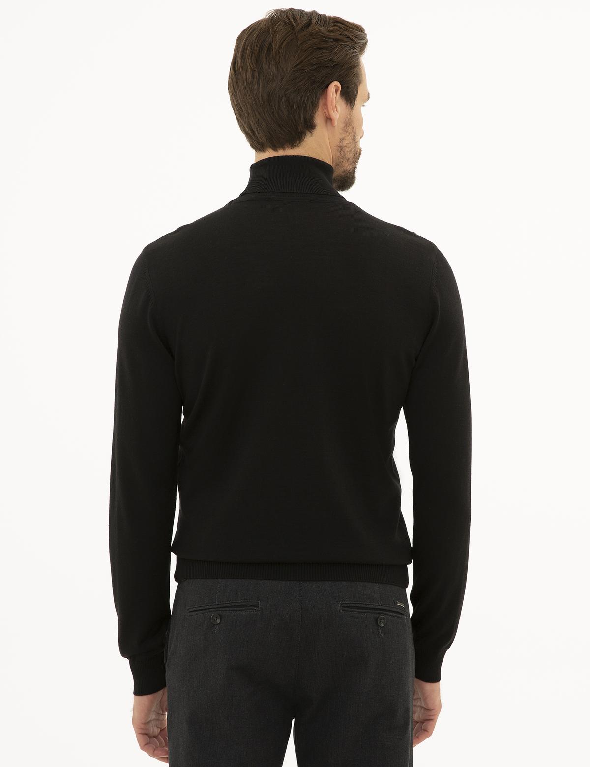 Siyah Slim Fit Basic Kazak - 50227093006