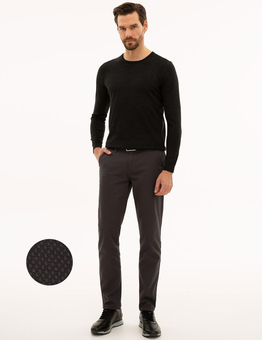 Antrasit Slim Fit Kanvas Pantolon