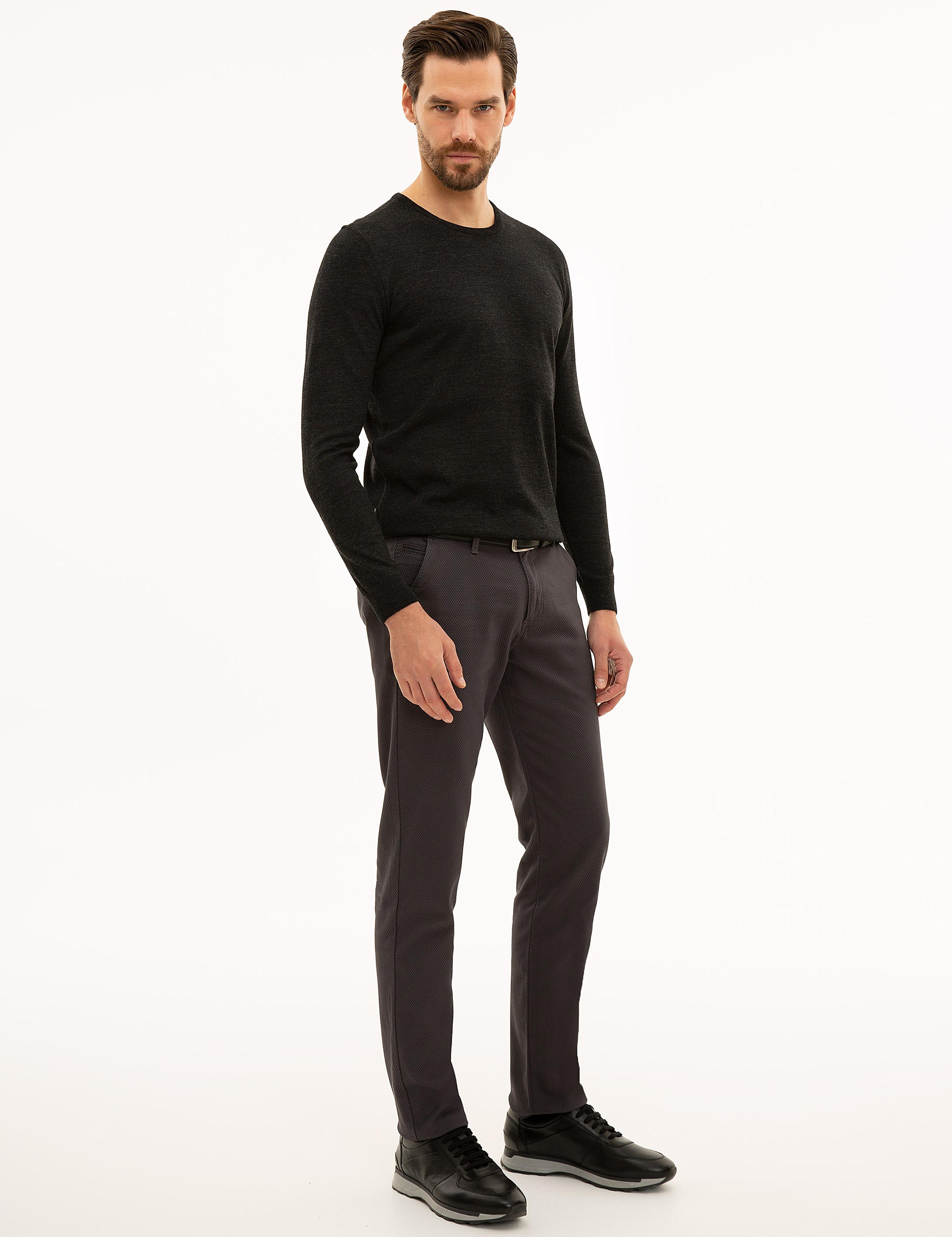 Antrasit Slim Fit Kanvas Pantolon