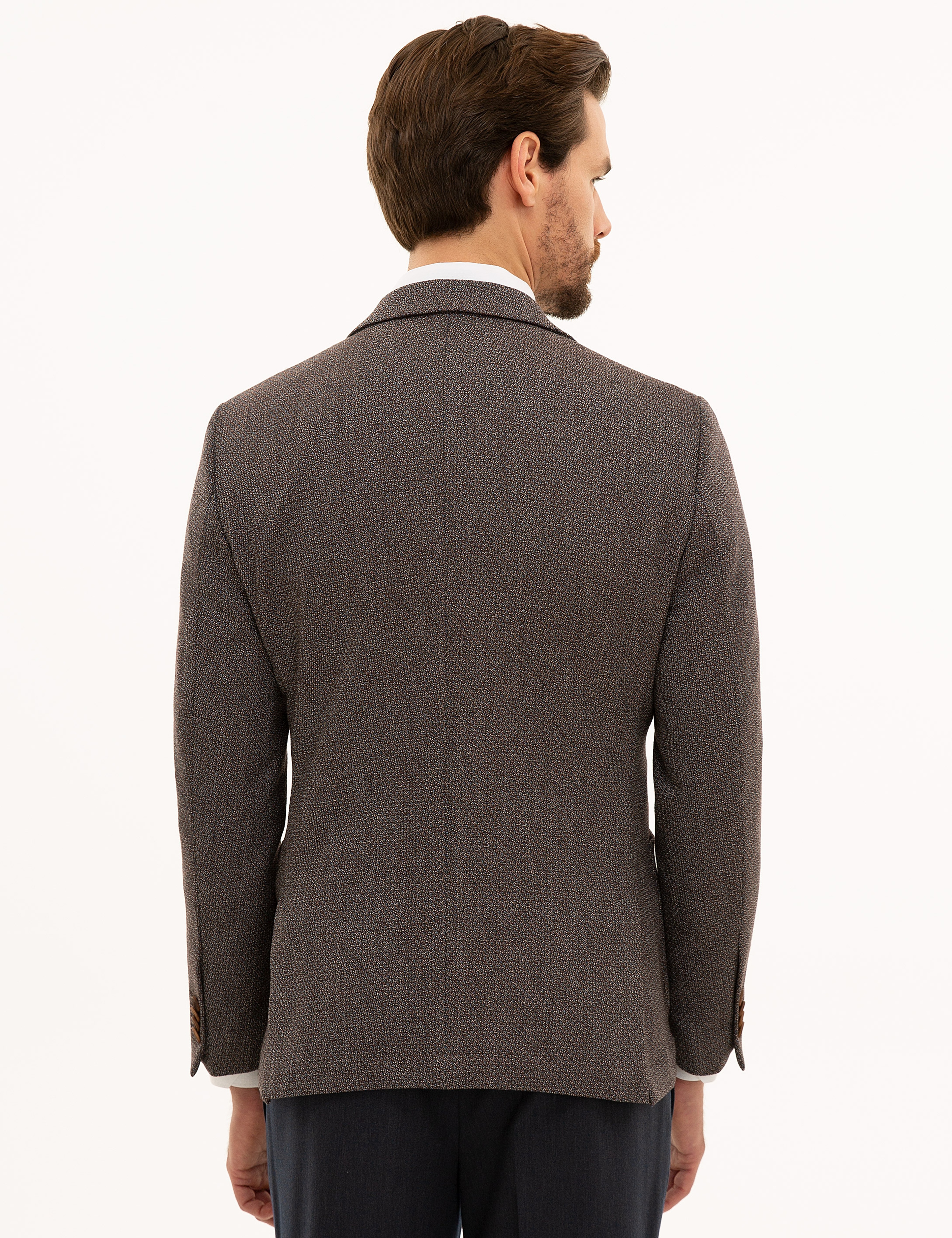 Kahverengi Ex. Slim Fit Ceket - Image 4