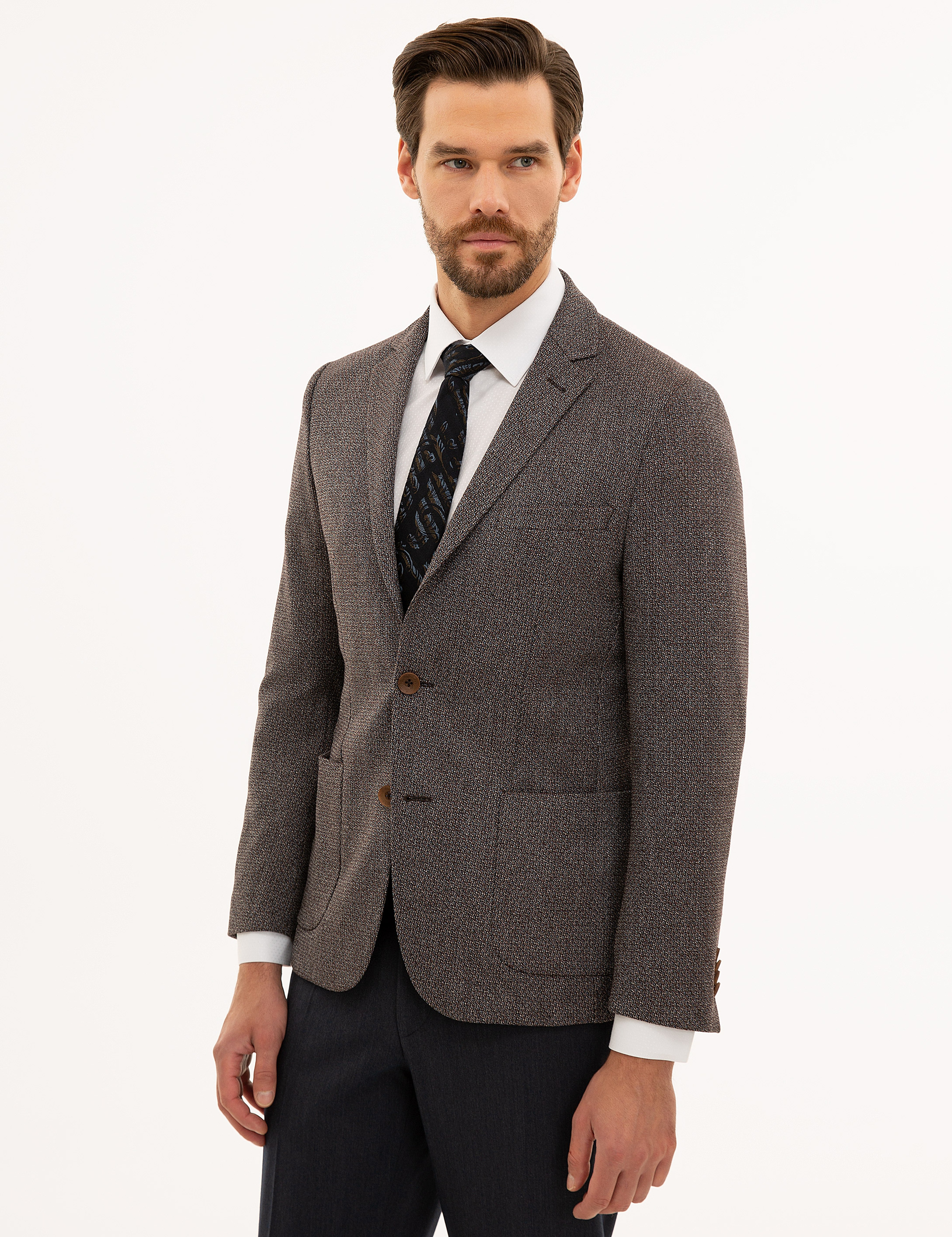 Kahverengi Ex. Slim Fit Ceket - Image 3