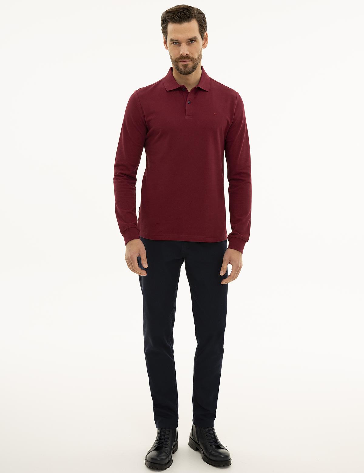 Bordo Slim Fit Polo Yaka Sweatshirt - 50233280023