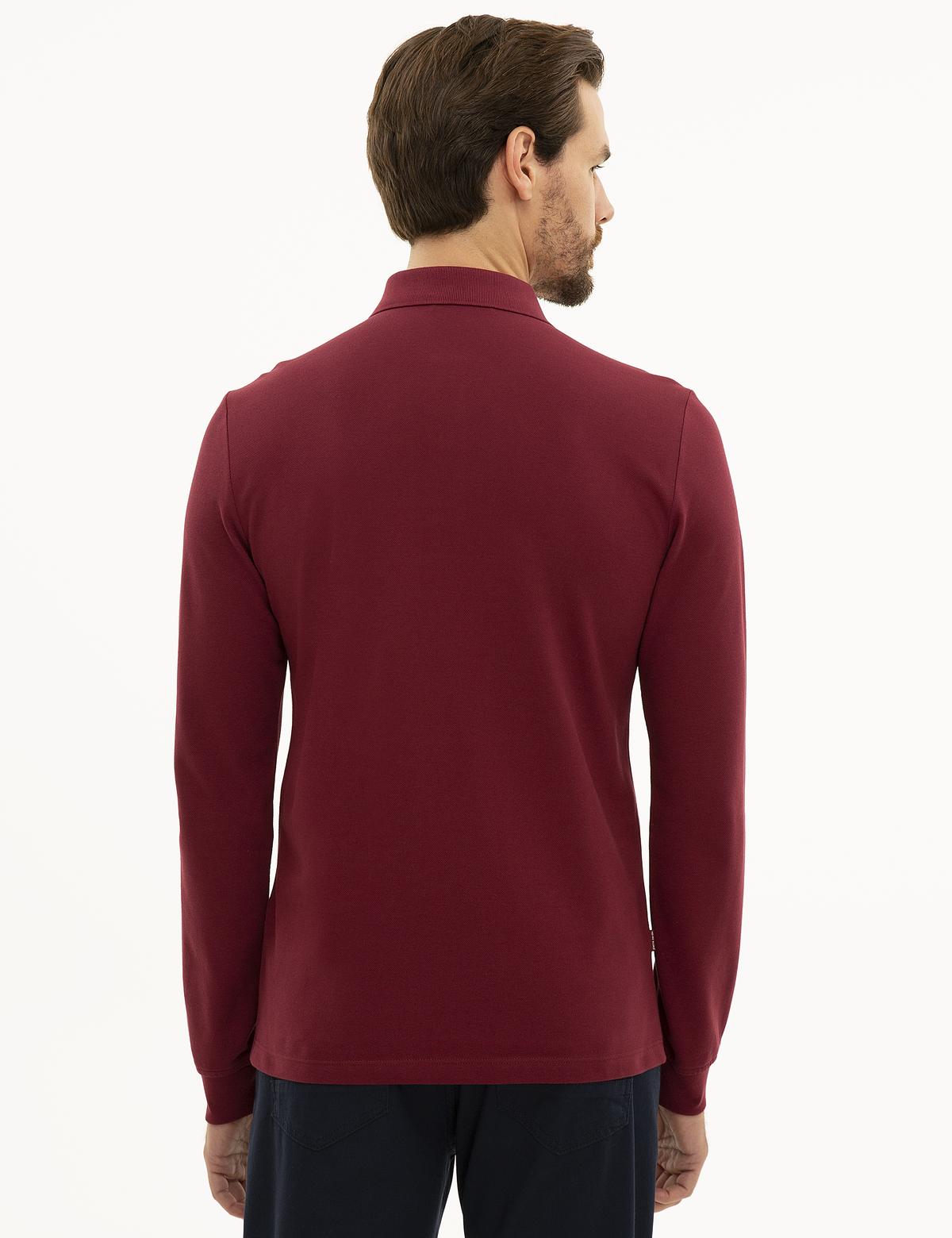 Bordo Slim Fit Polo Yaka Sweatshirt - 50233280023