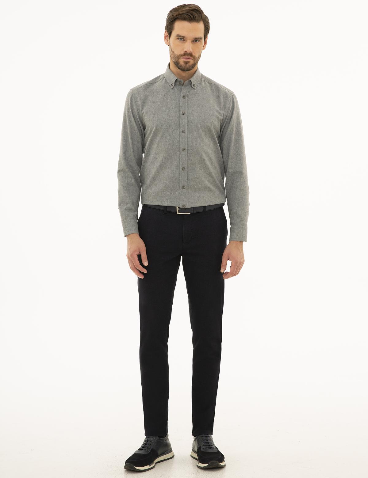 Gri Regular Fit Uzun Kollu Gömlek - 50227453006