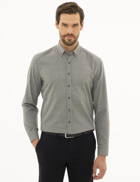 Gri Regular Fit Uzun Kollu Gömlek - 50227453006
