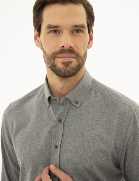 Gri Regular Fit Uzun Kollu Gömlek - 50227453006