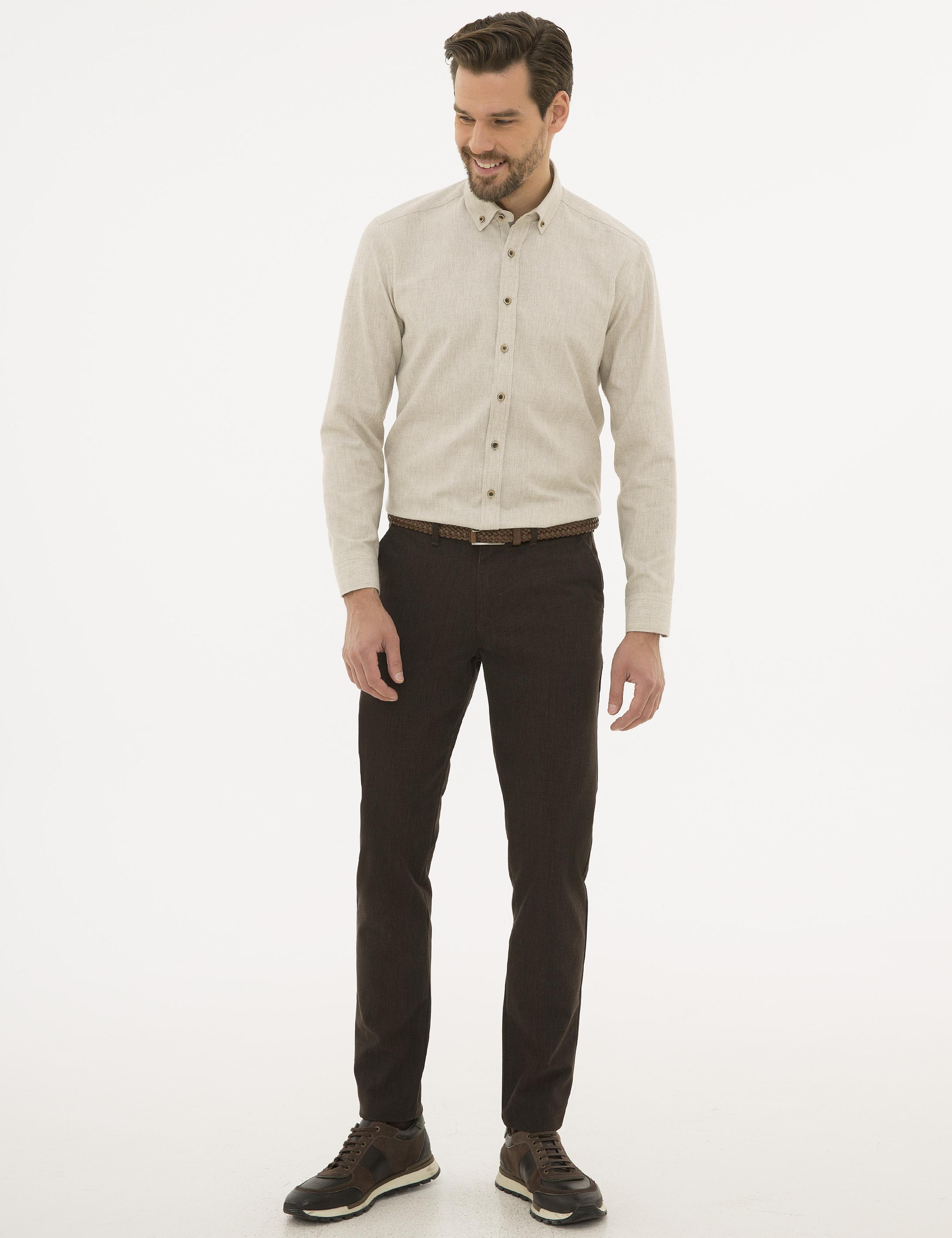 Bej Regular Fit Uzun Kollu Gömlek