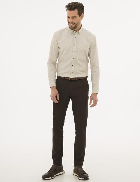 Bej Regular Fit Uzun Kollu Gömlek - 50227453042