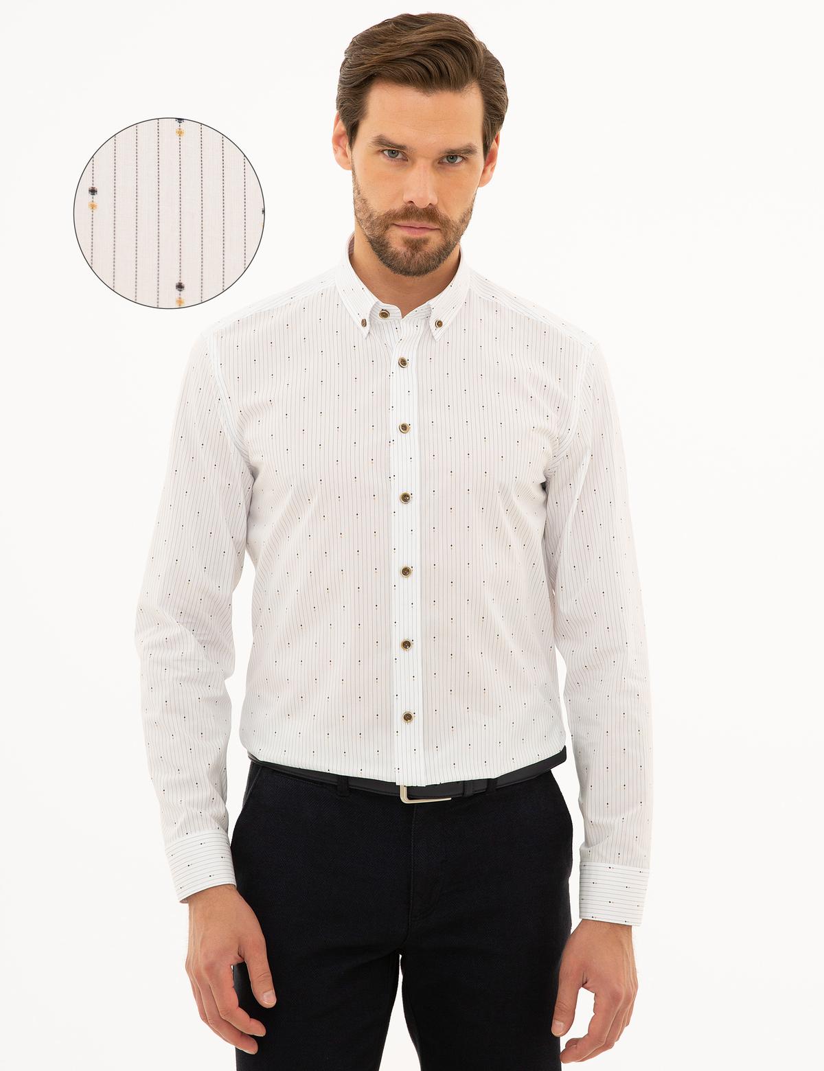 Beyaz Slim Fit Uzun Kollu Gömlek