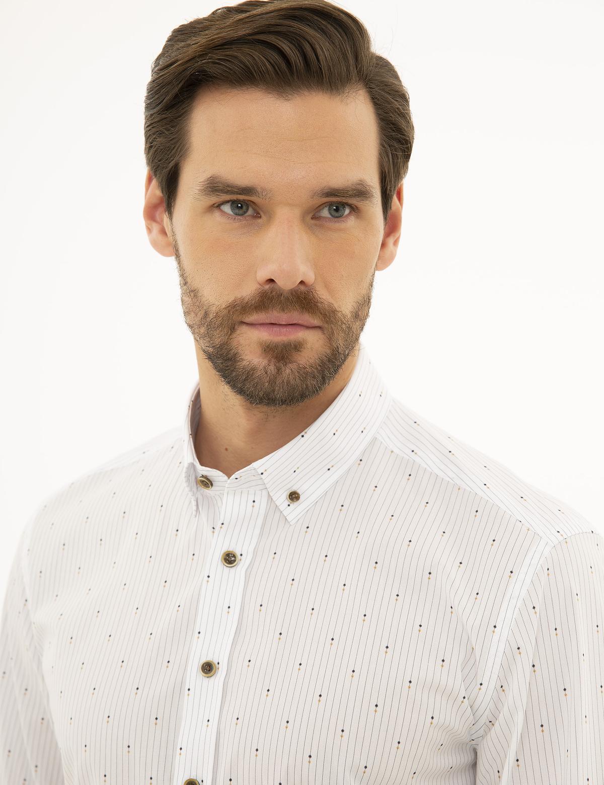 Beyaz Slim Fit Uzun Kollu Gömlek - 50229761006