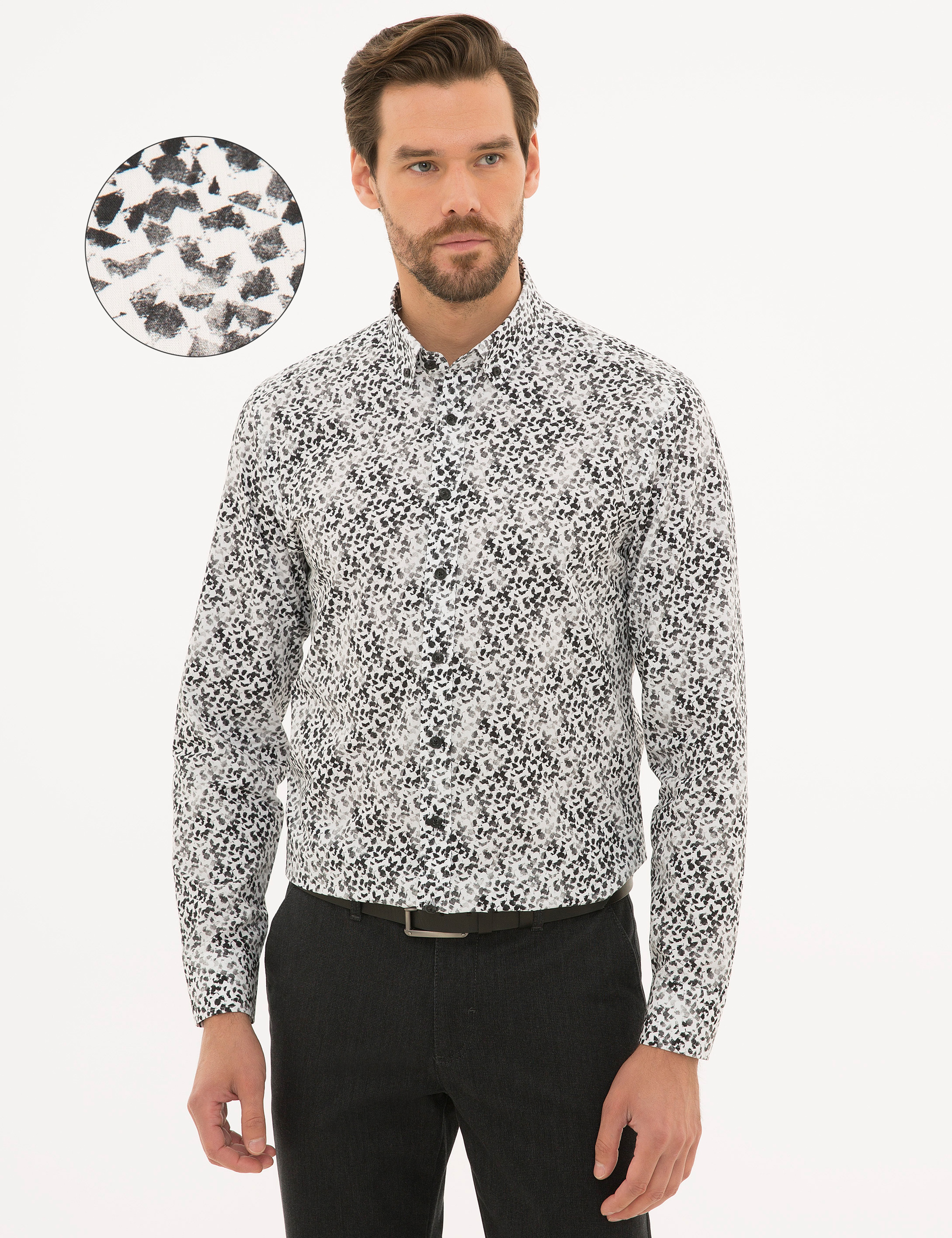 Beyaz Slim Fit Uzun Kollu Gömlek - Image 1
