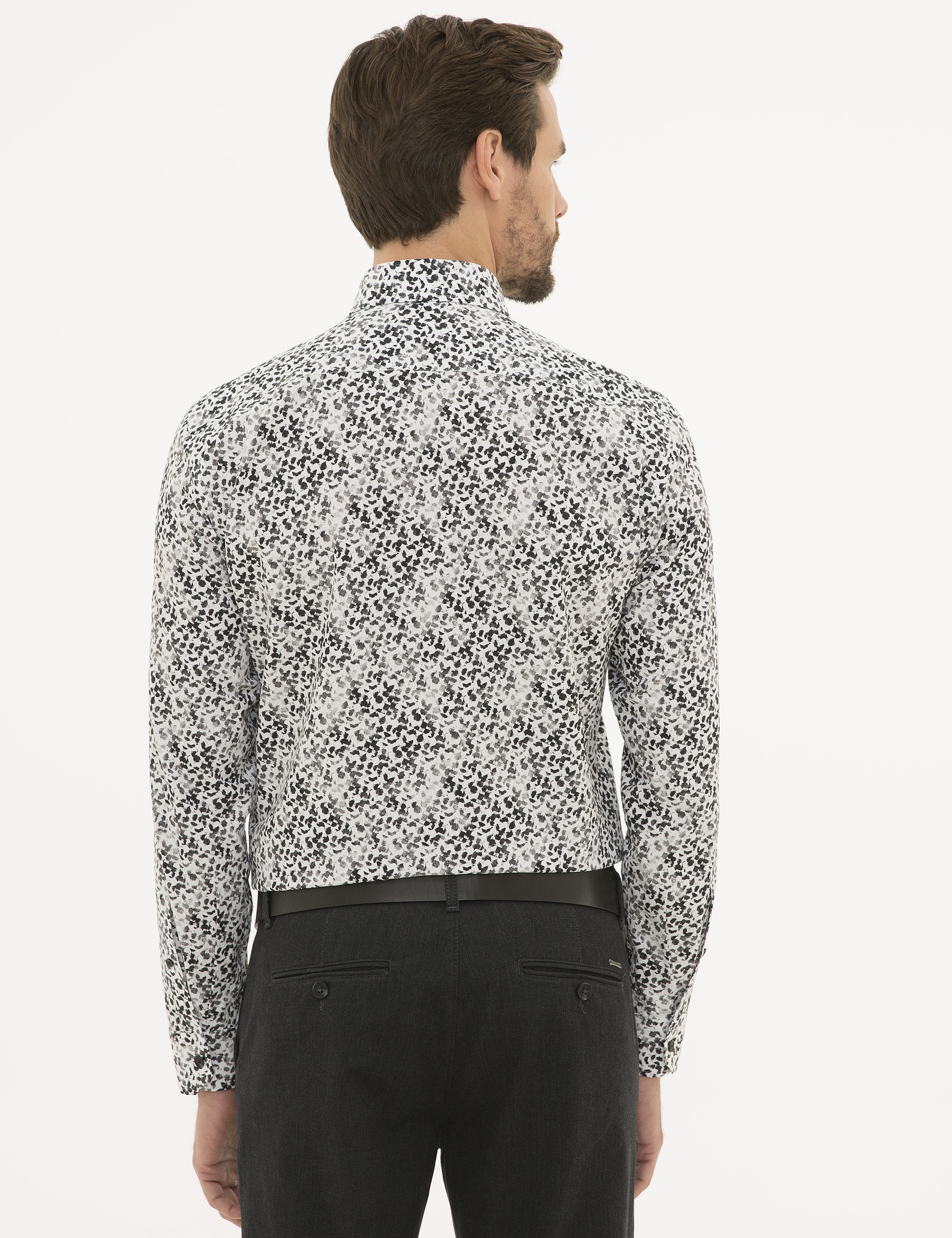 Beyaz Slim Fit Uzun Kollu Gömlek - Image 3