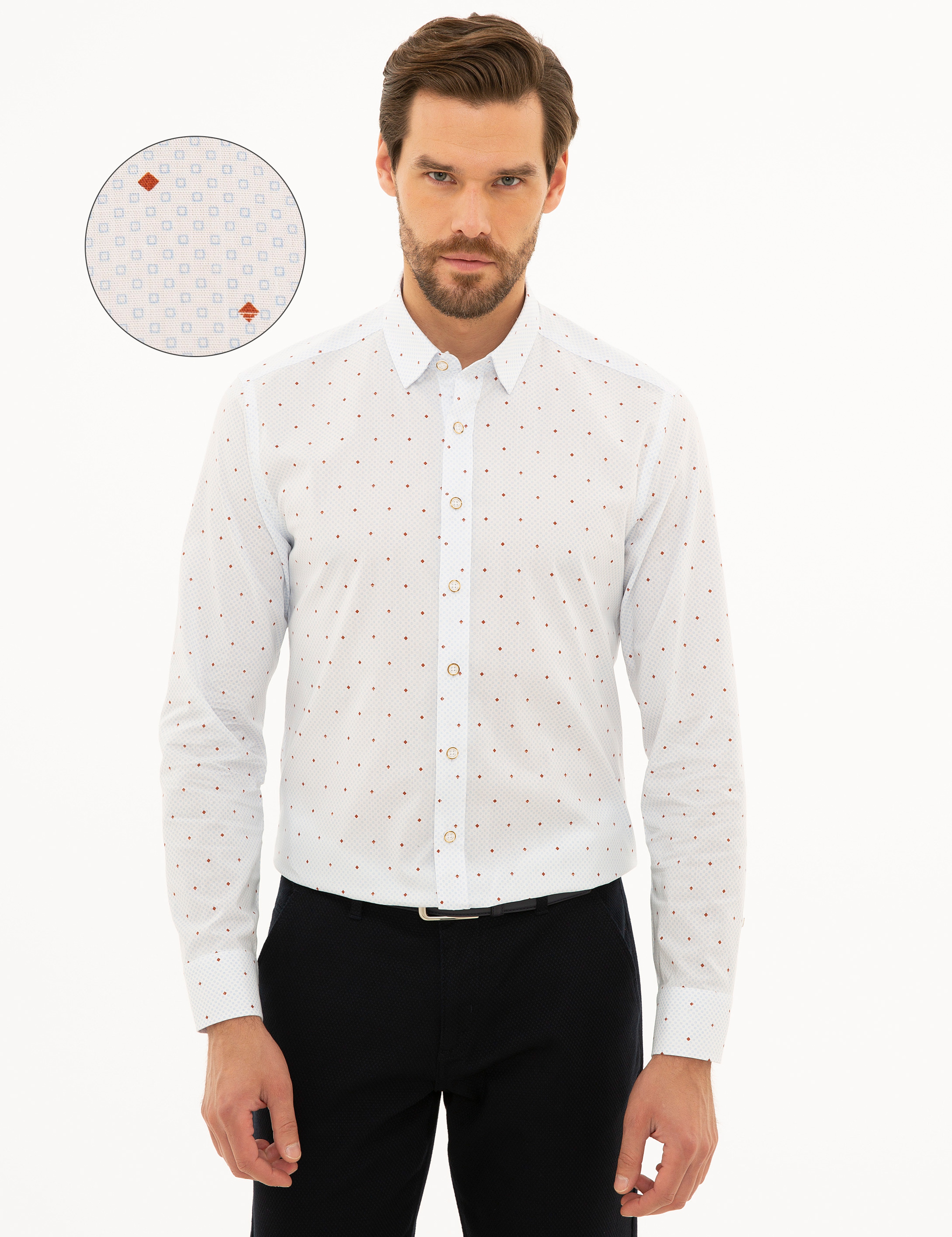 Beyaz Slim Fit Uzun Kollu Gömlek - Image 1
