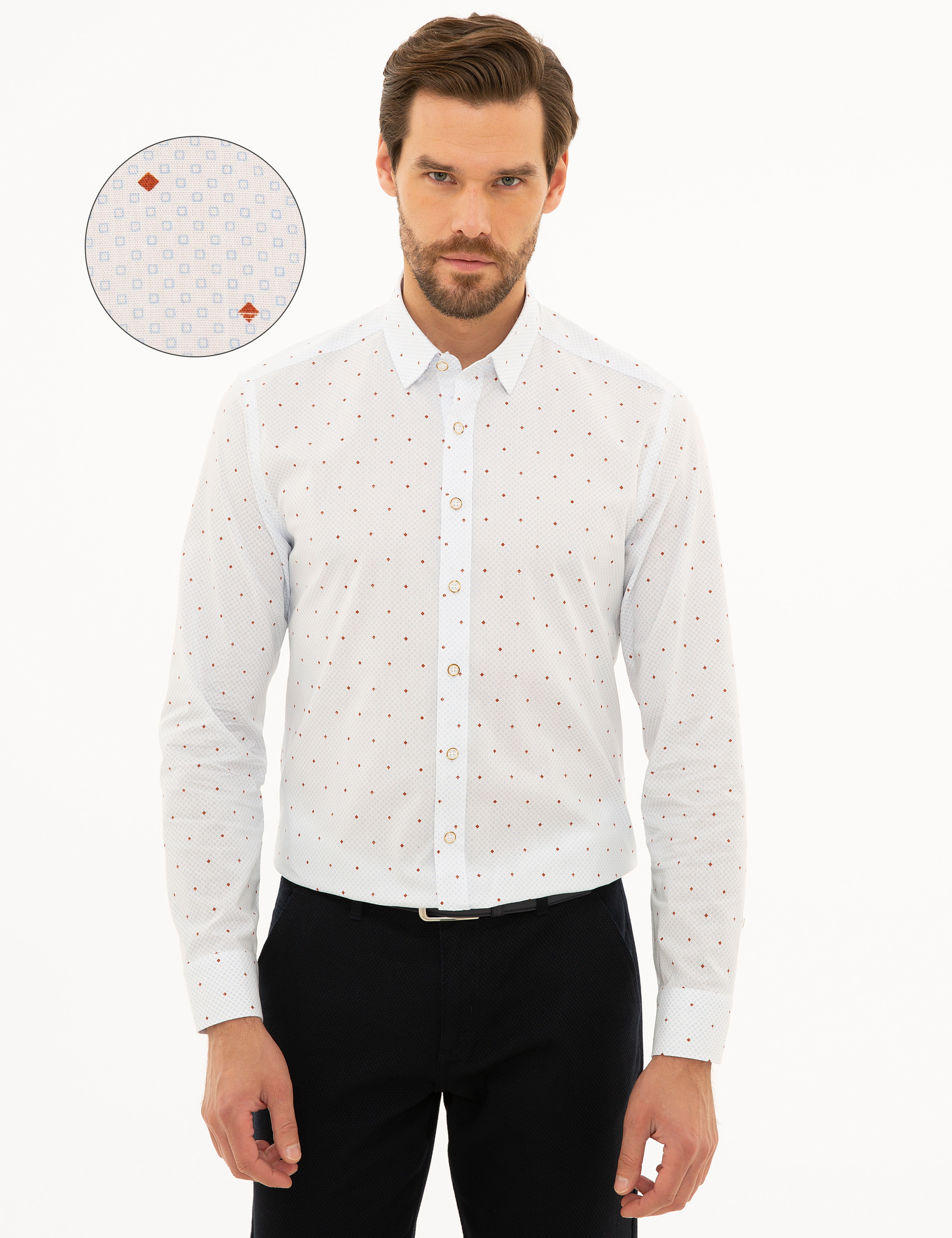 Beyaz Slim Fit Uzun Kollu Gömlek