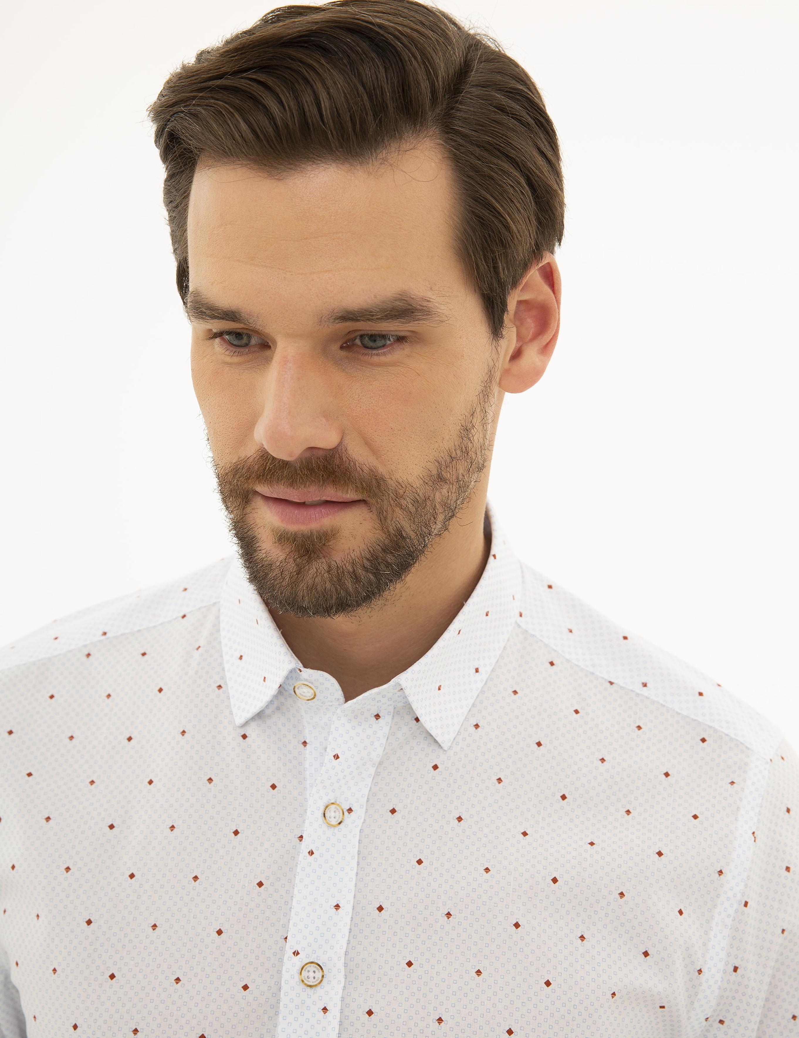 Beyaz Slim Fit Uzun Kollu Gömlek